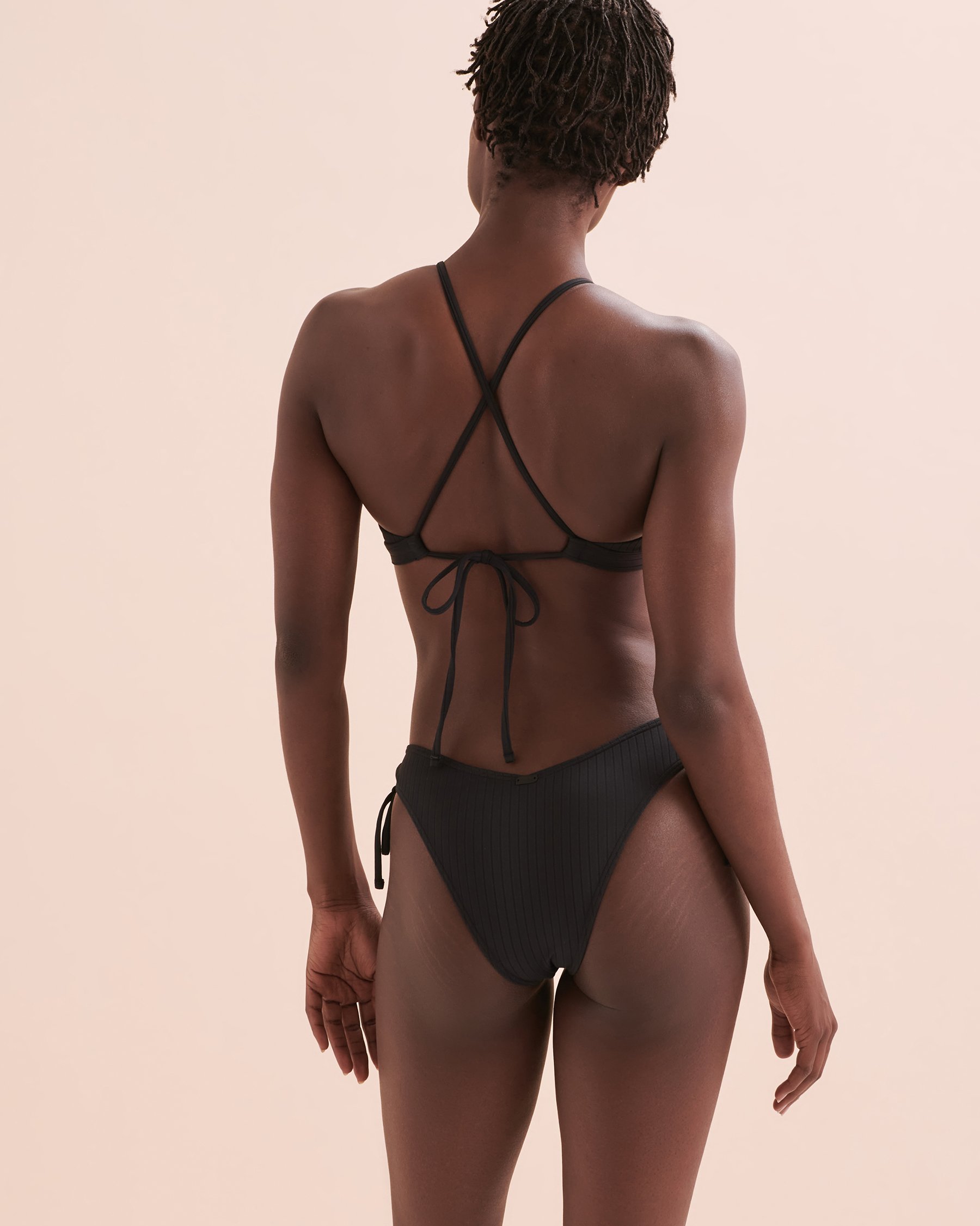 TROPIK Sunset Ribbed Bralette Bikini Top Black 01100288 - View6