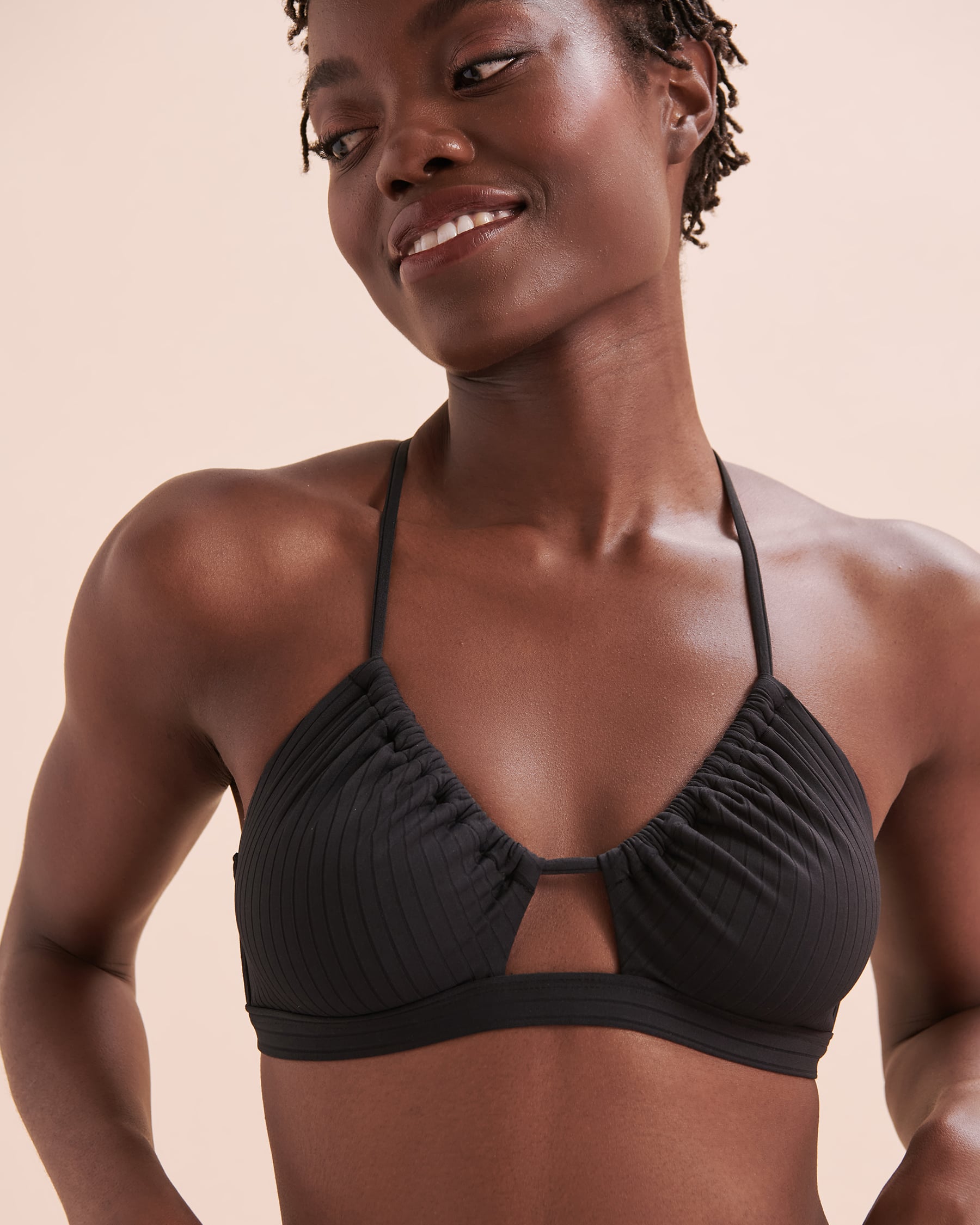 TROPIK Sunset Ribbed Bralette Bikini Top Black 01100288 - View8