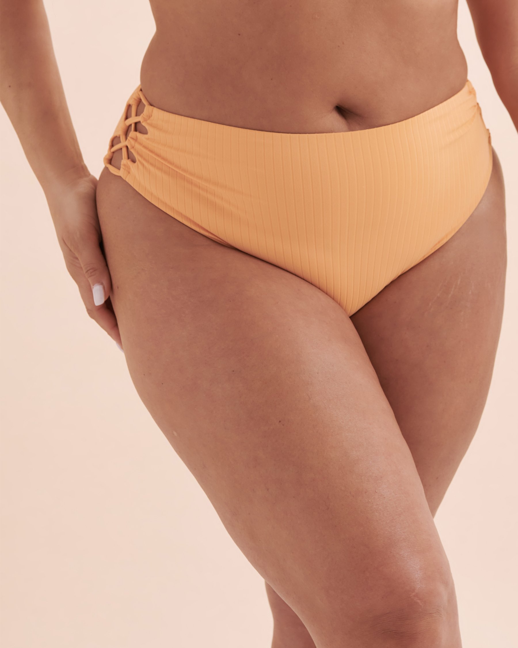 TROPIK Bas de bikini brésilien taille haute côtelé Sunset Citrouille 01300317 - View5