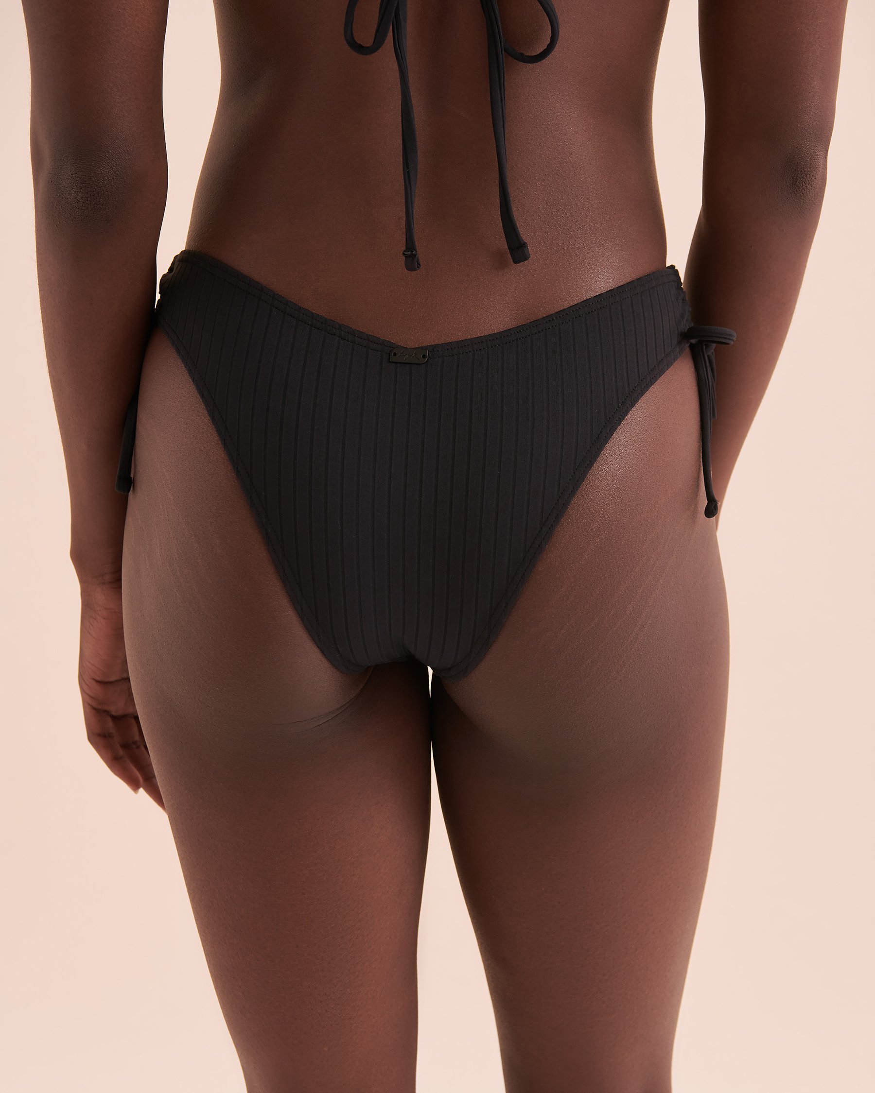 TROPIK Sunset Ribbed Thong Bikini Bottom Black 01300318 - View4
