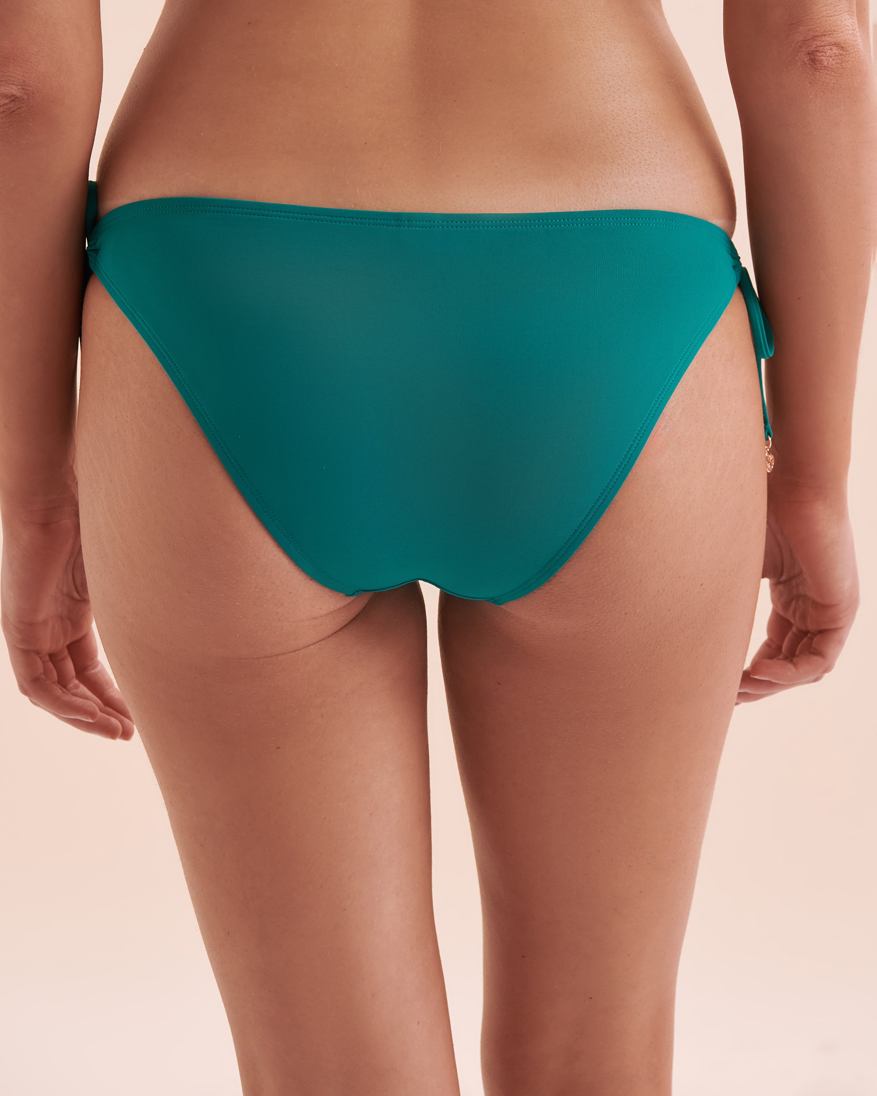 TURQUOISE COUTURE Blue Paradise Side Tie Brazilian Bikini Bottom Dark Aqua Blue 01300322 - View5