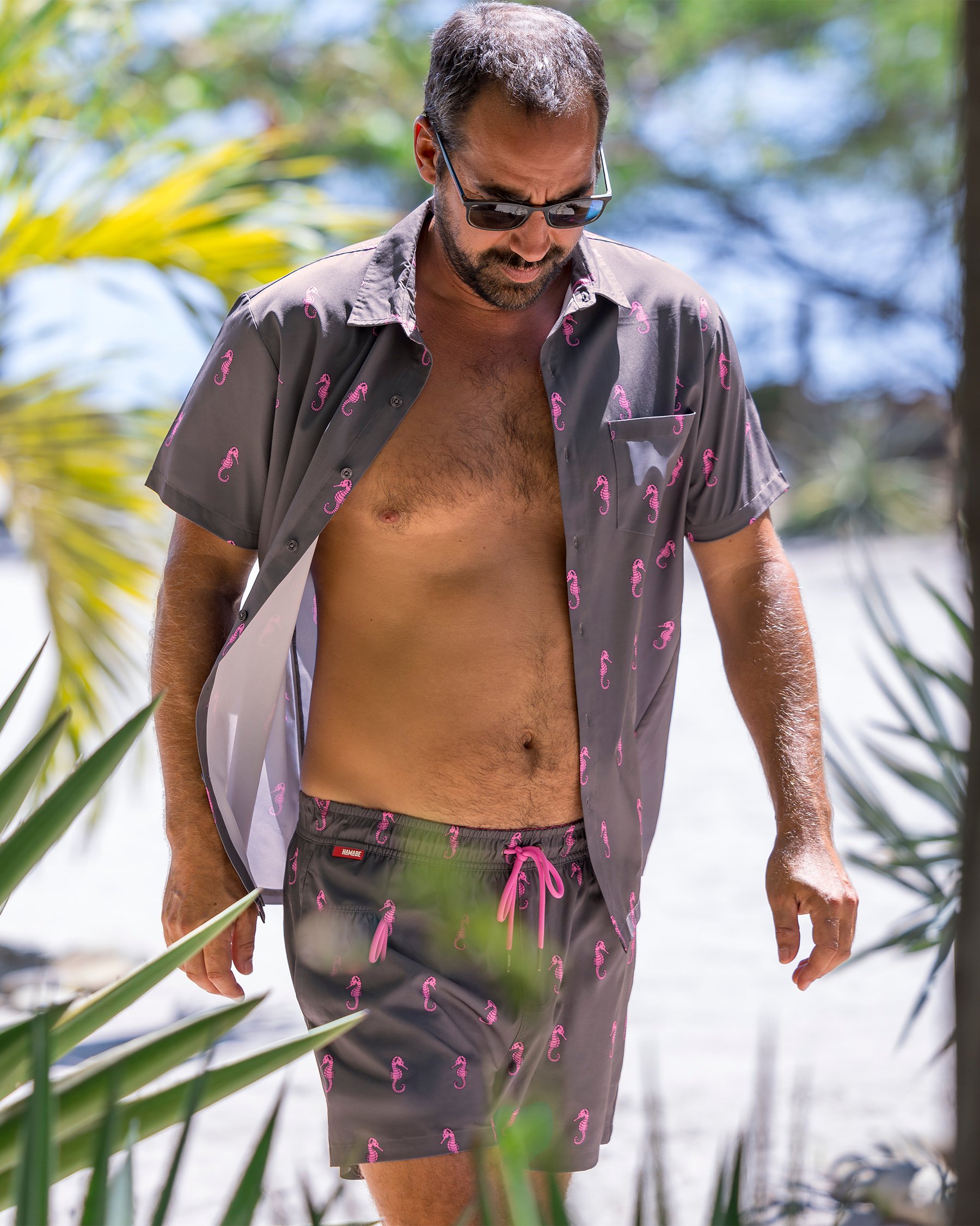 HAMABE Chemise à manches courtes Hippocampe rose 04100034 - View1