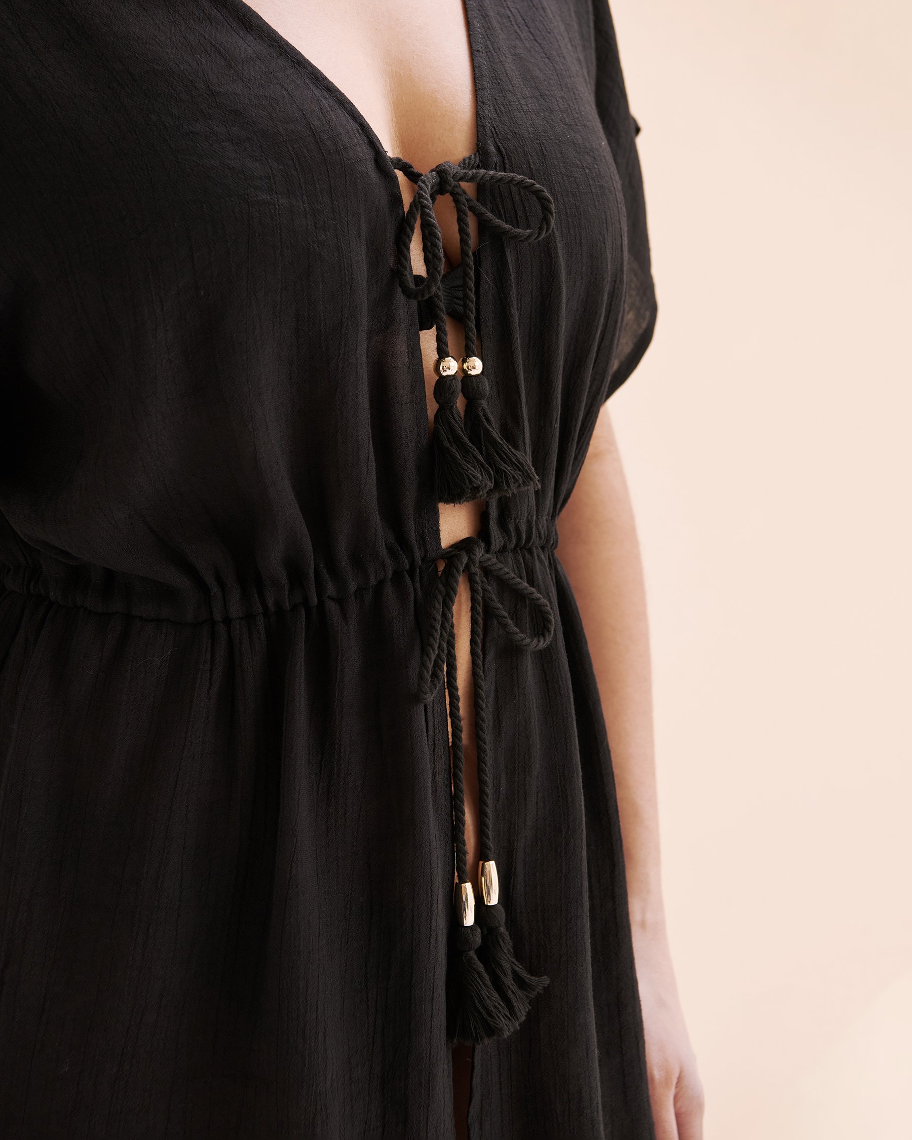 COSTA DEL REY Kimono en voile Noir 02400050 - View4