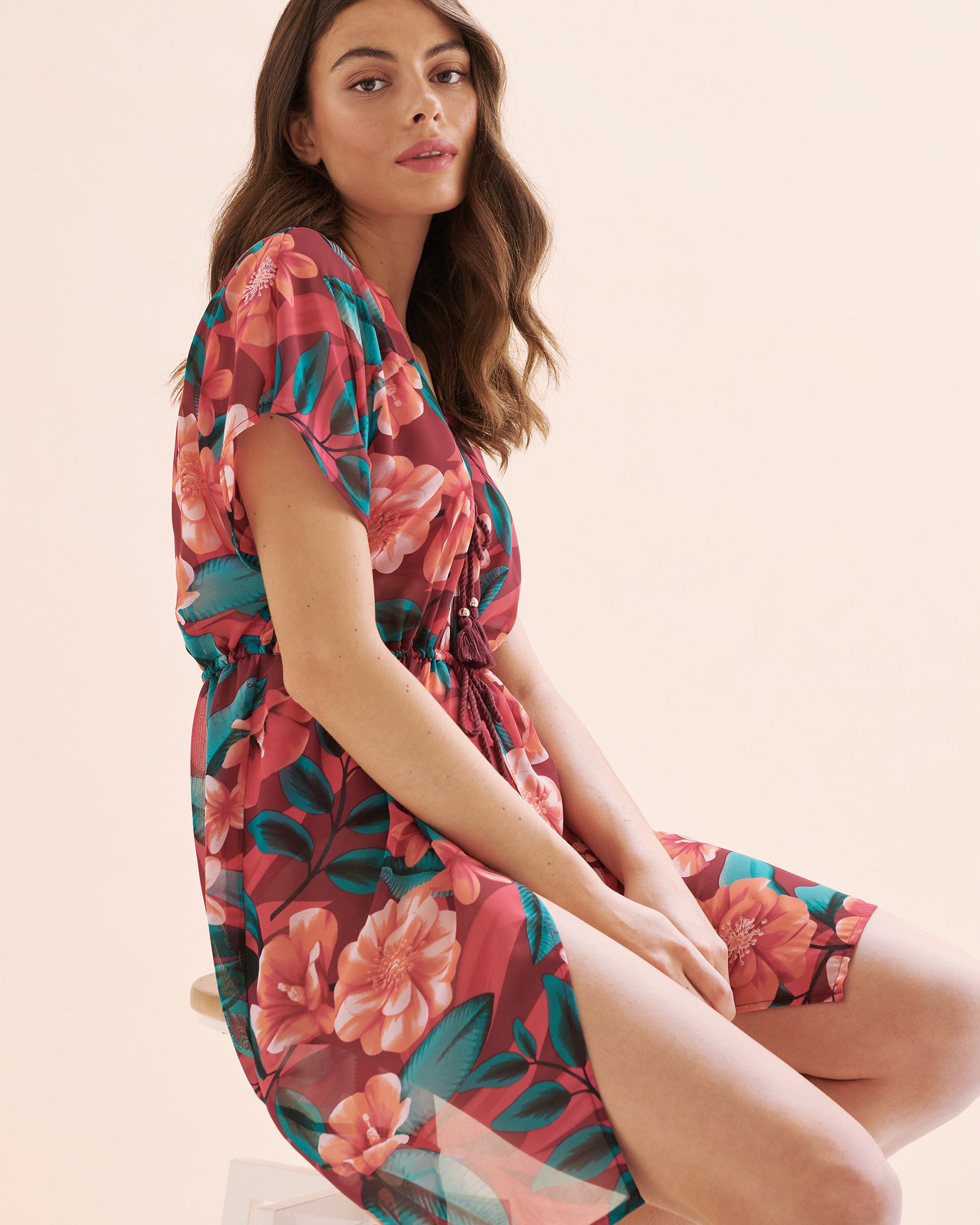 COSTA DEL REY Kimono en mousseline Floral rose 02400054 - View8