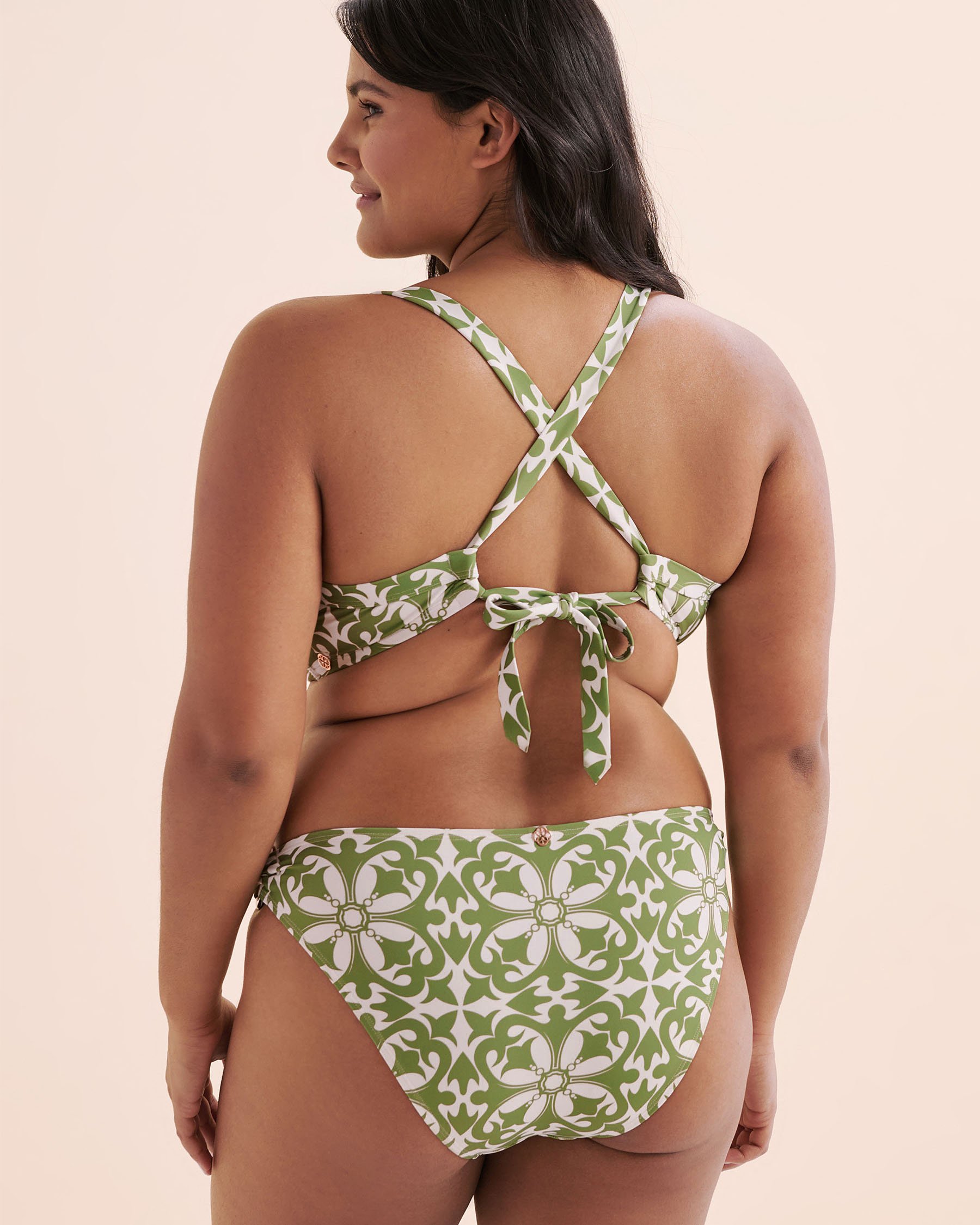 TURQUOISE COUTURE D Cup Plunge Bikini Top Jade Green Mosaic 01200105 - View5