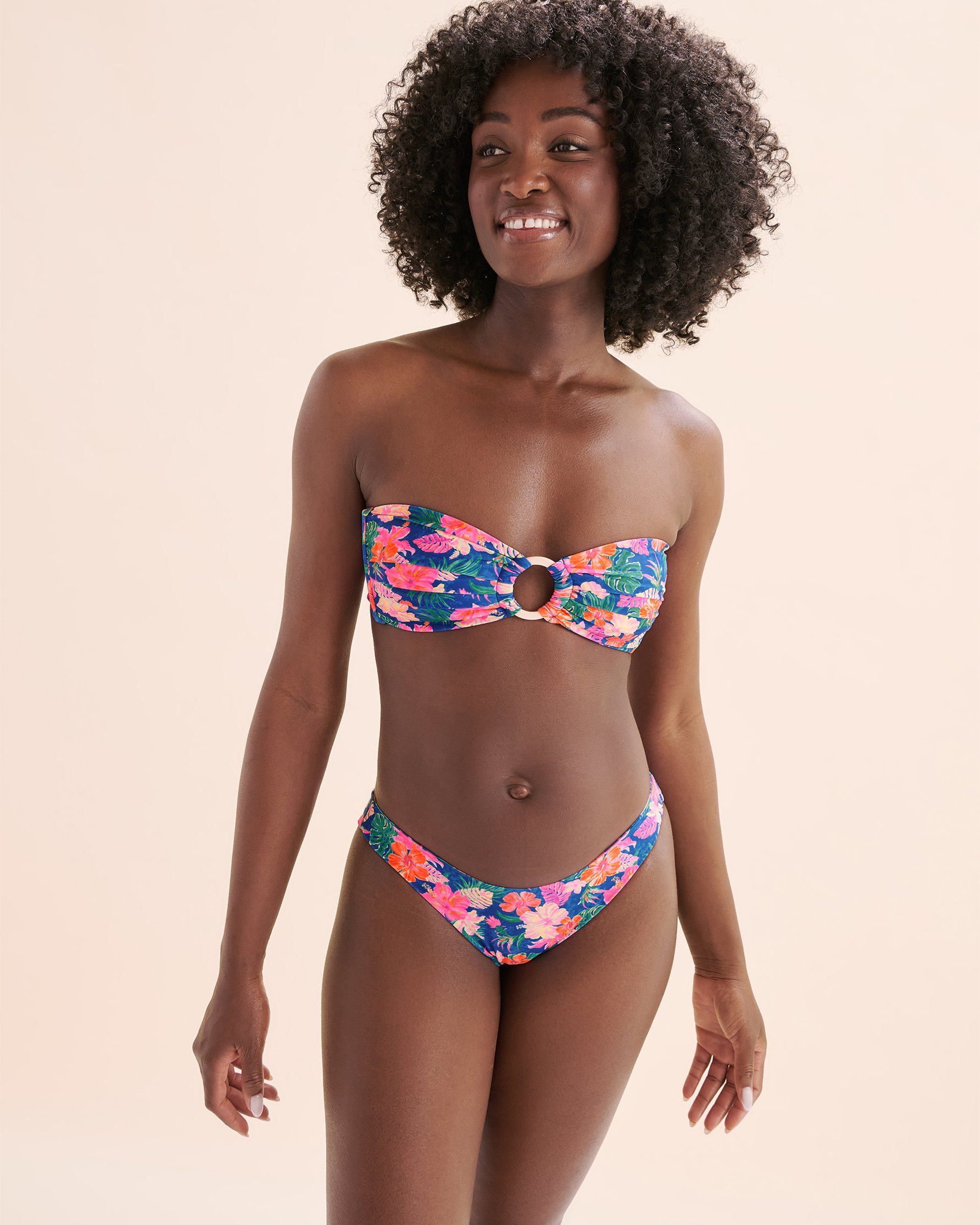 KULANI KINIS Electric Palms Bandeau Bikini Top Blue Flowers TOP154ELPA - View5