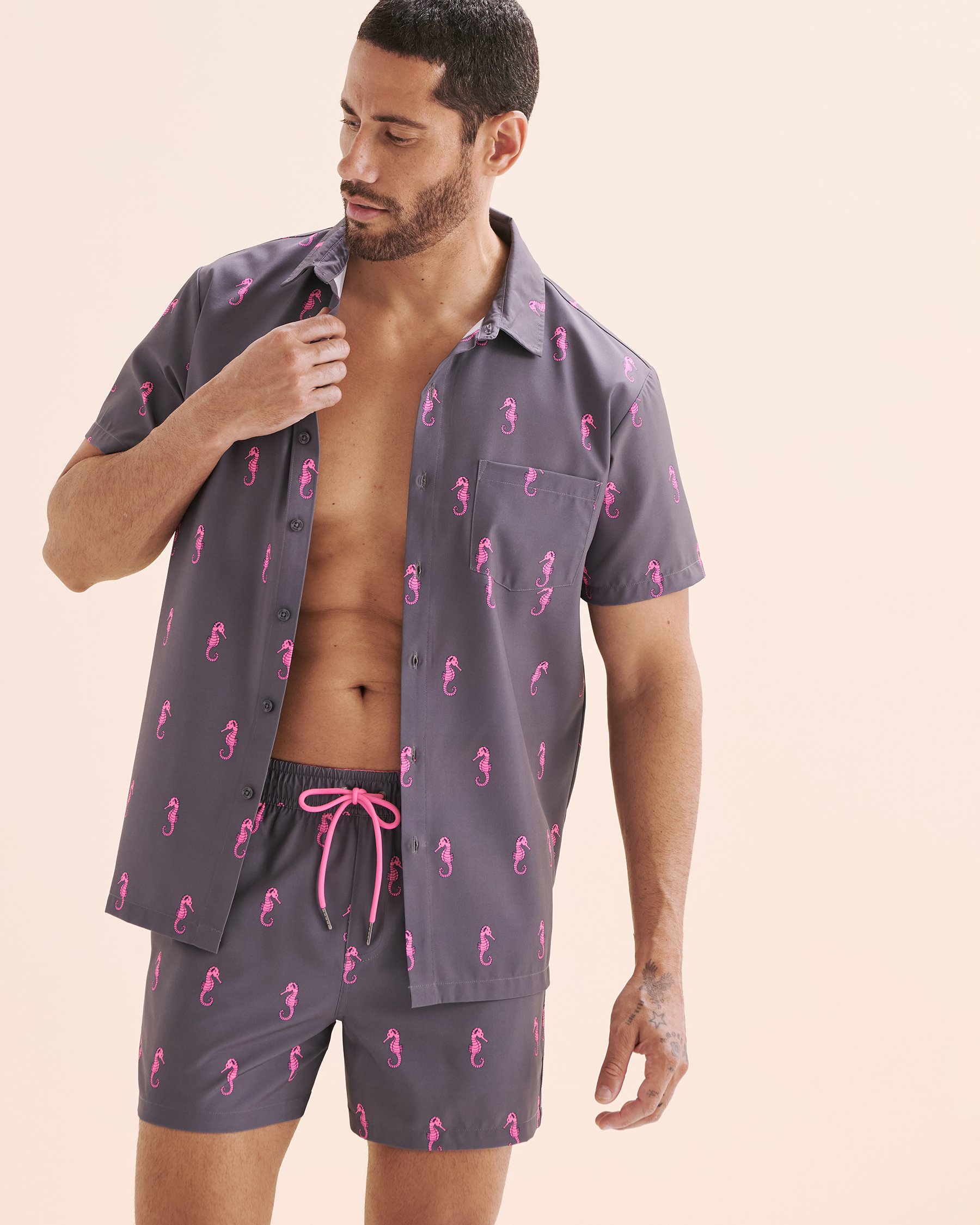 HAMABE Chemise à manches courtes Hippocampe rose 04100034 - View5