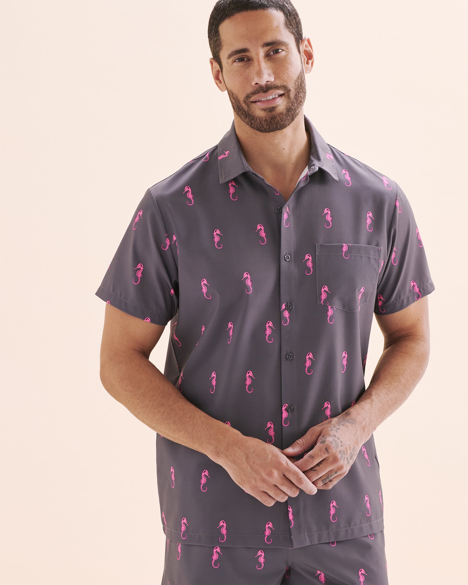 HAMABE Chemise à manches courtes Hippocampe rose 04100034 - View6