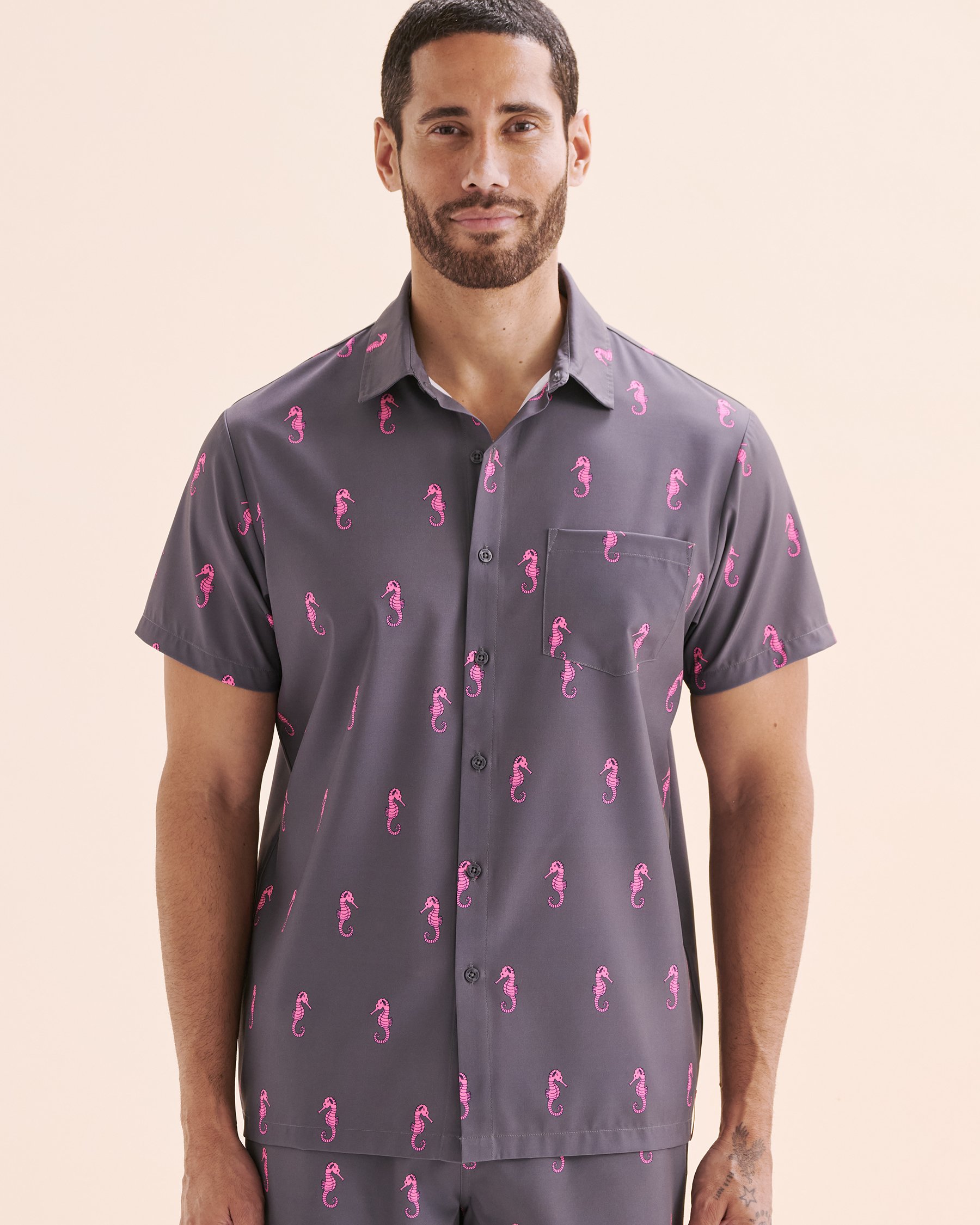 HAMABE Chemise à manches courtes Hippocampe rose 04100034 - View7