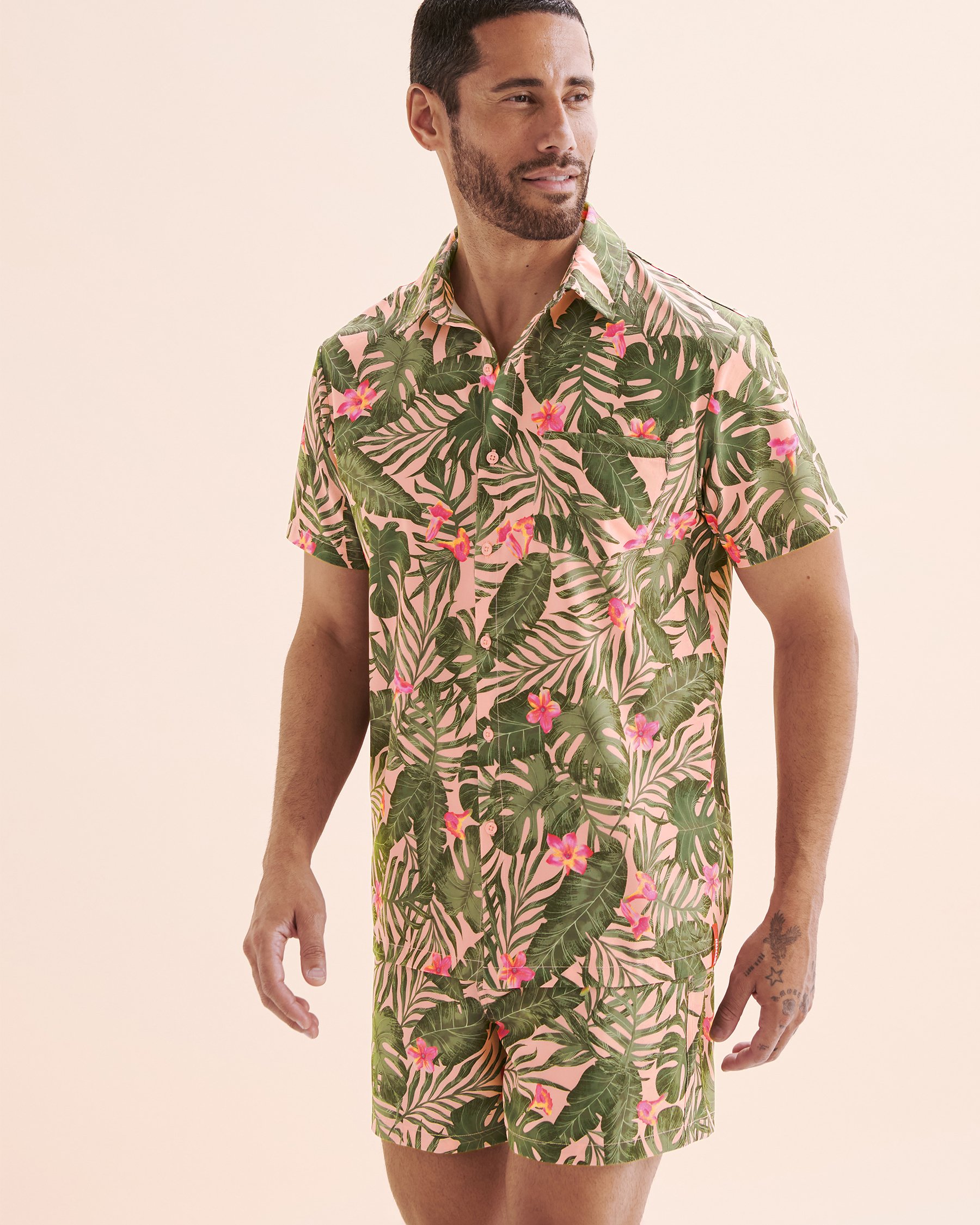 HAMABE Chemise à manches courtes Rose tropical 04100034 - View2