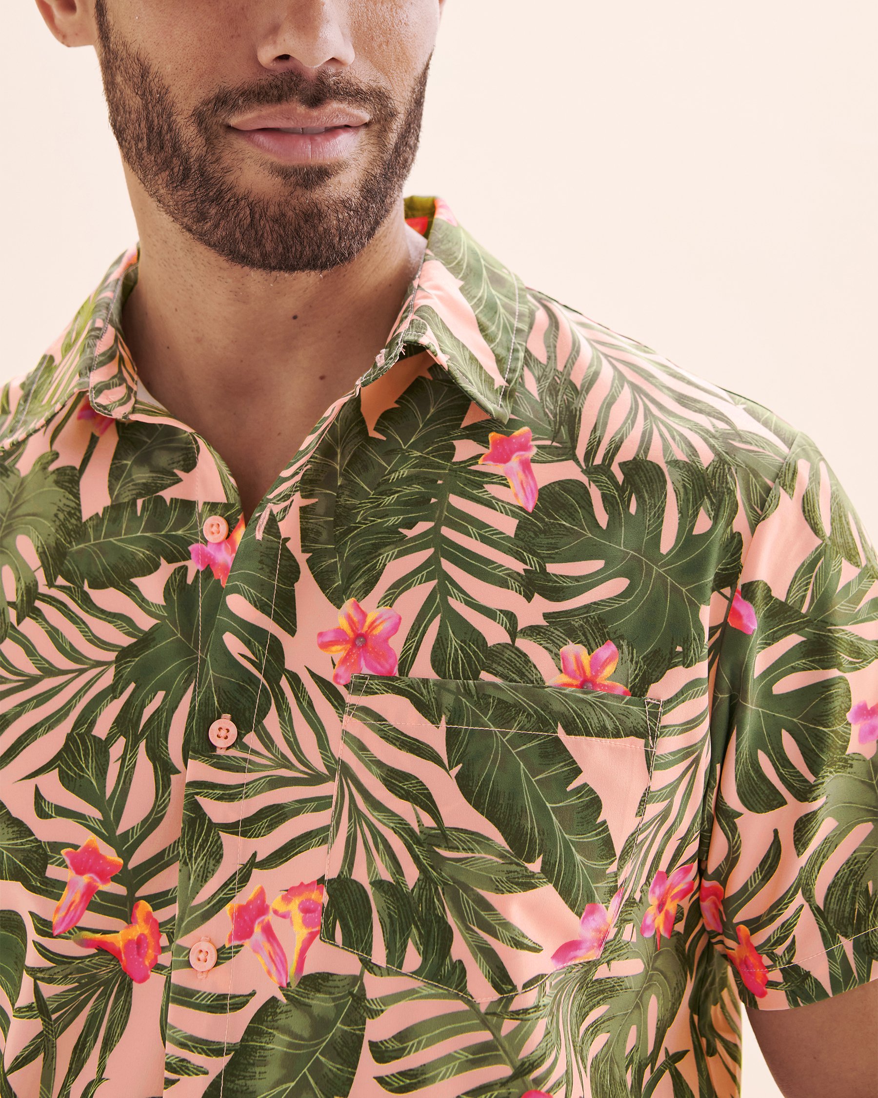 HAMABE Chemise à manches courtes Rose tropical 04100034 - View4