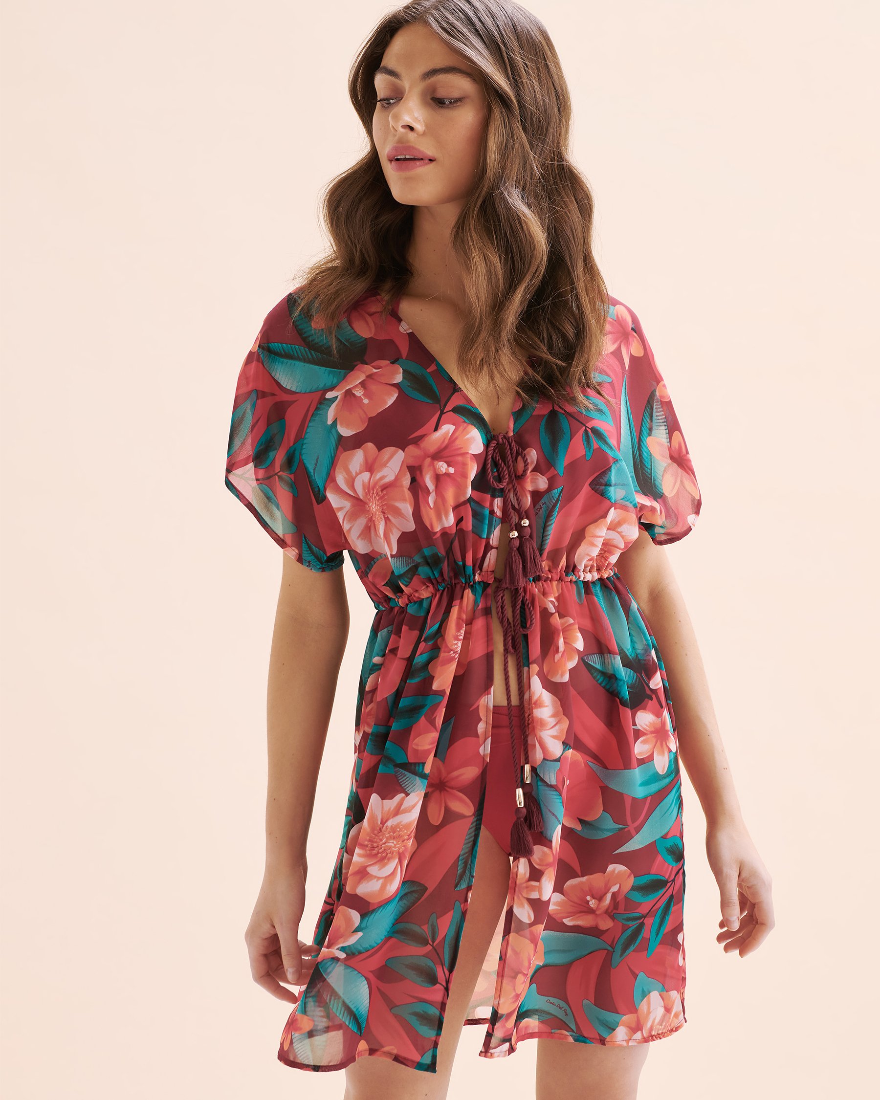 COSTA DEL REY Kimono en mousseline Floral rose 02400054 - Voir5