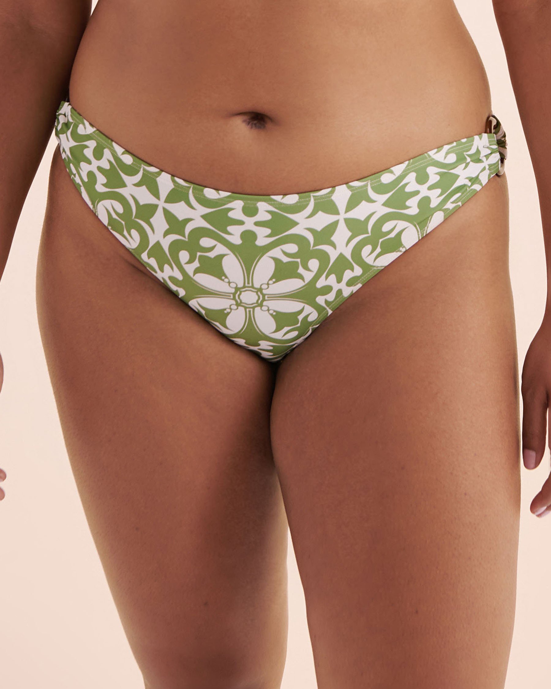 TURQUOISE COUTURE Low Rise Brazilian Bikini Bottom Jade Green Mosaic 01300444 - View9