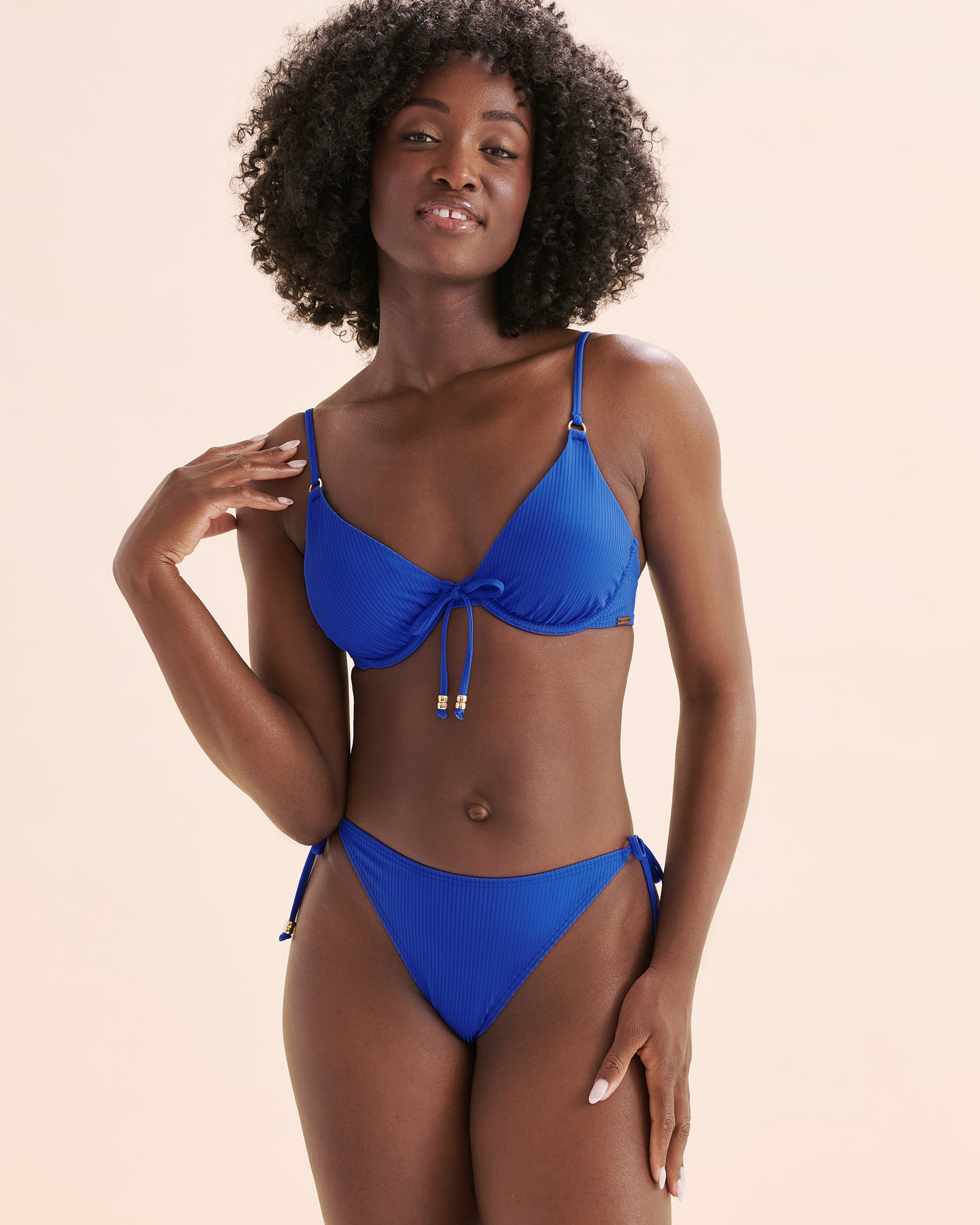 MY BIKINI STORY Haut de bikini plongeant brillant Malibu Bleu royal de la mer 01100426 - View1