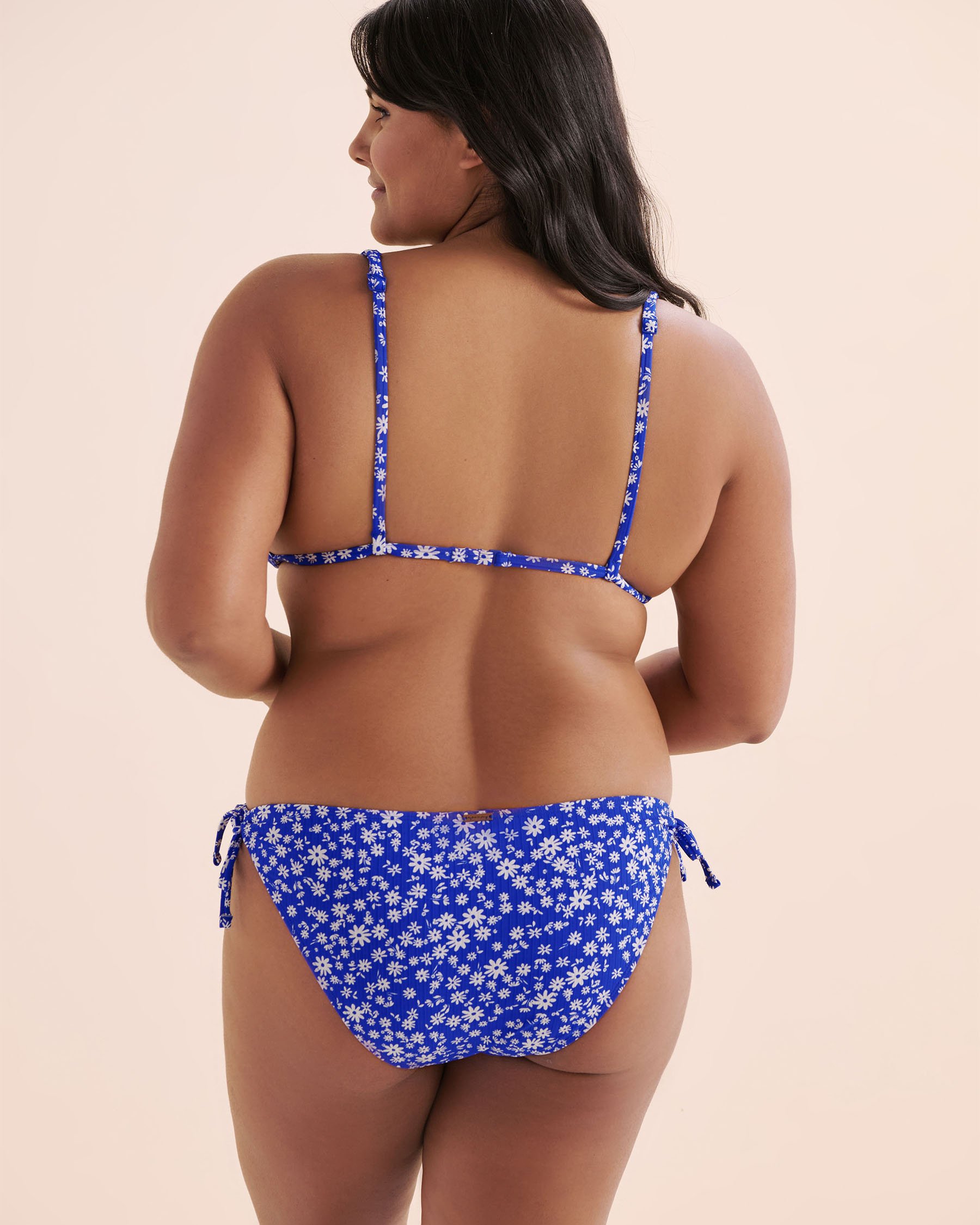 MY BIKINI STORY Ditsy Summer Ribbed Triangle Bikini Top Blue 01100418 - View6