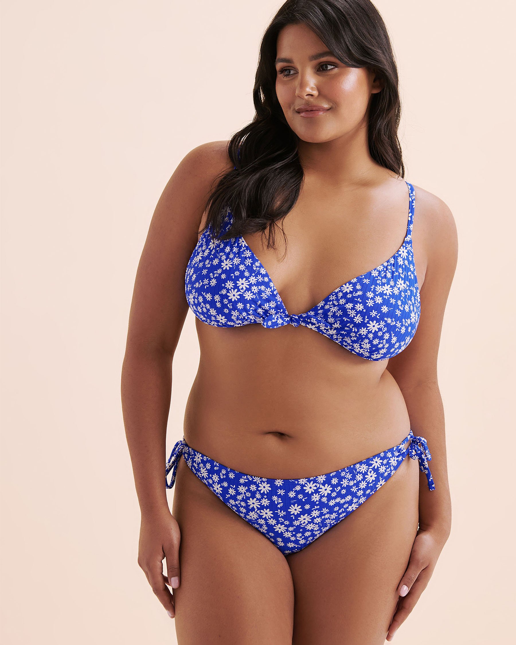 MY BIKINI STORY Ditsy Summer Ribbed Brazilian Bikini Bottom Blue 01300440 - View7