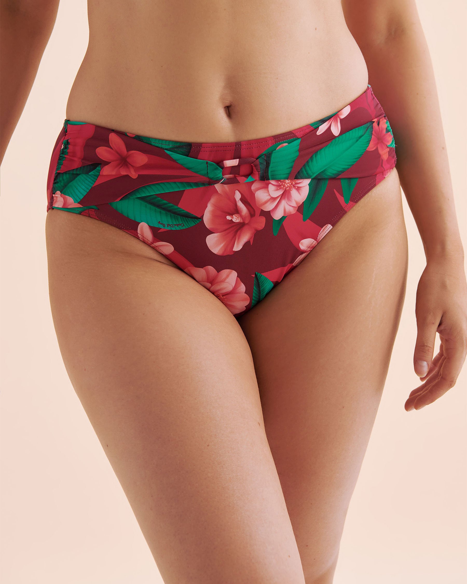 COSTA DEL REY Bas de bikini taille mi-haute Floral rose 01300436 - Voir4