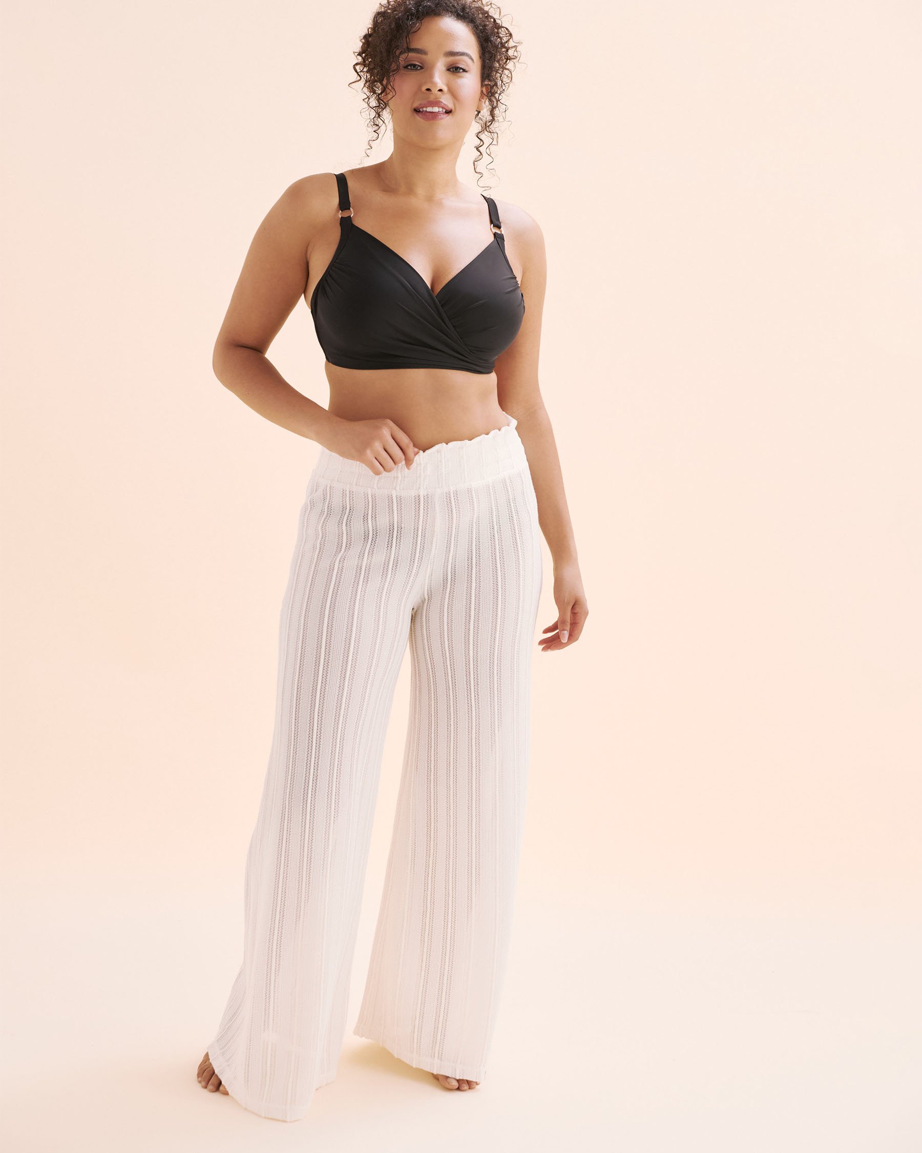 OFF THE BEACH Pantalon jambe large en crochet Blanc 02200091 - View3