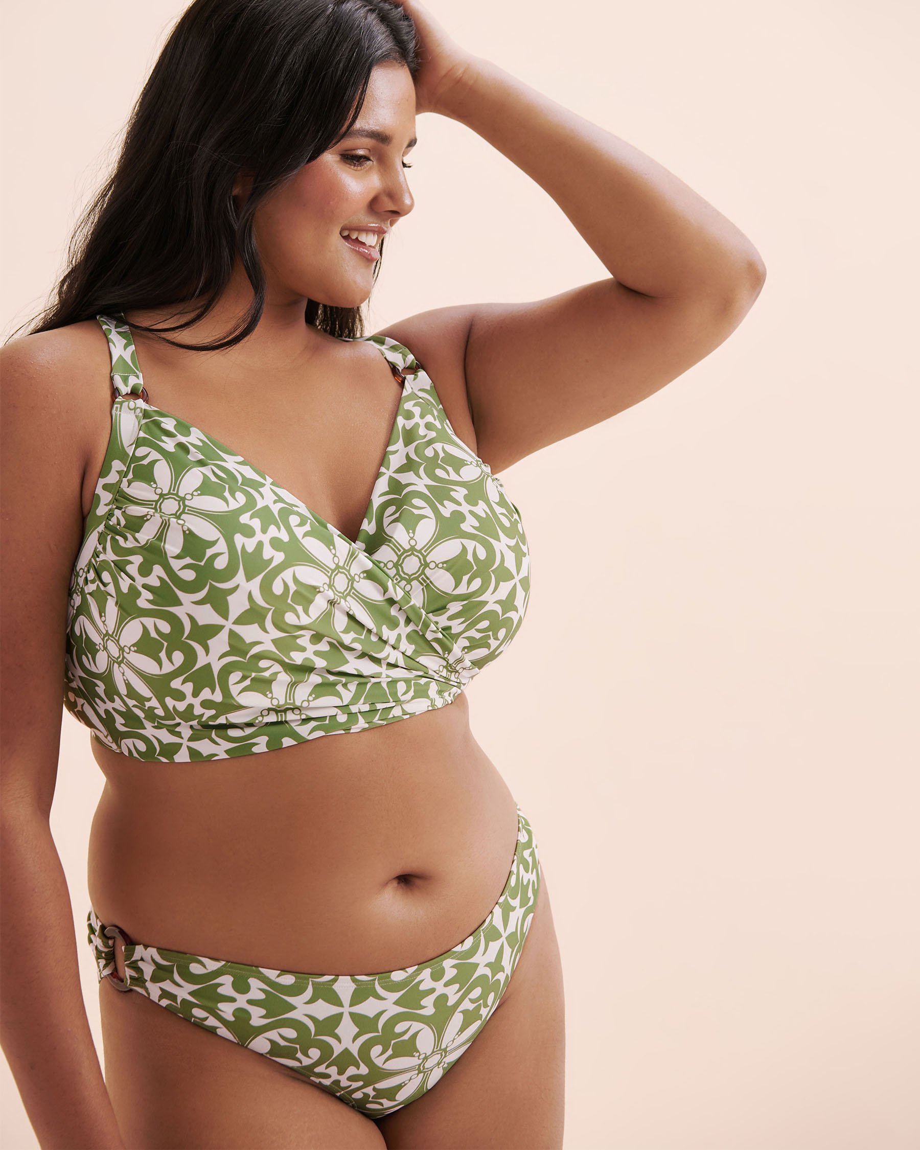 TURQUOISE COUTURE Haut de bikini plongeant bonnet D Mosaïque Vert Jade 01200105 - Voir8