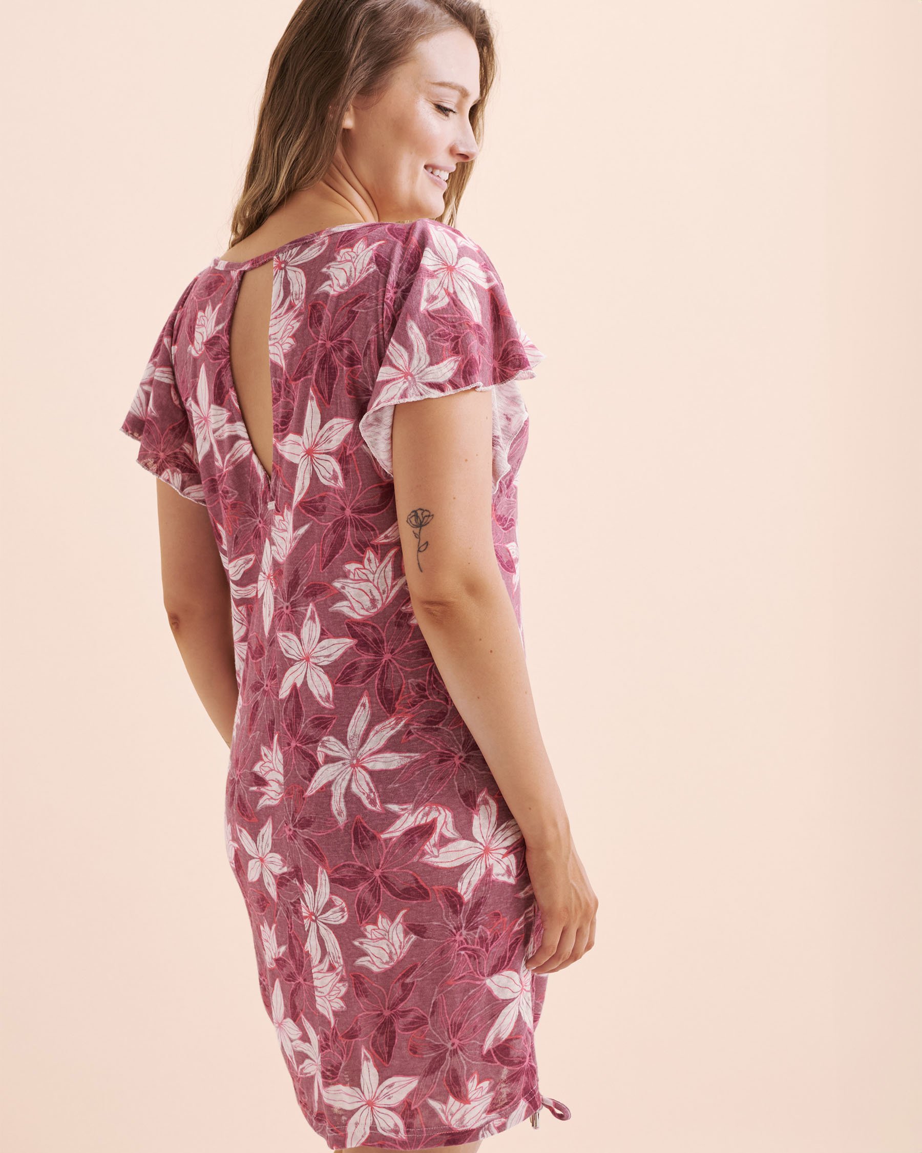 EAU DE SEA Tunique manches courtes en tricot Violet prune floral 02400052 - Voir7