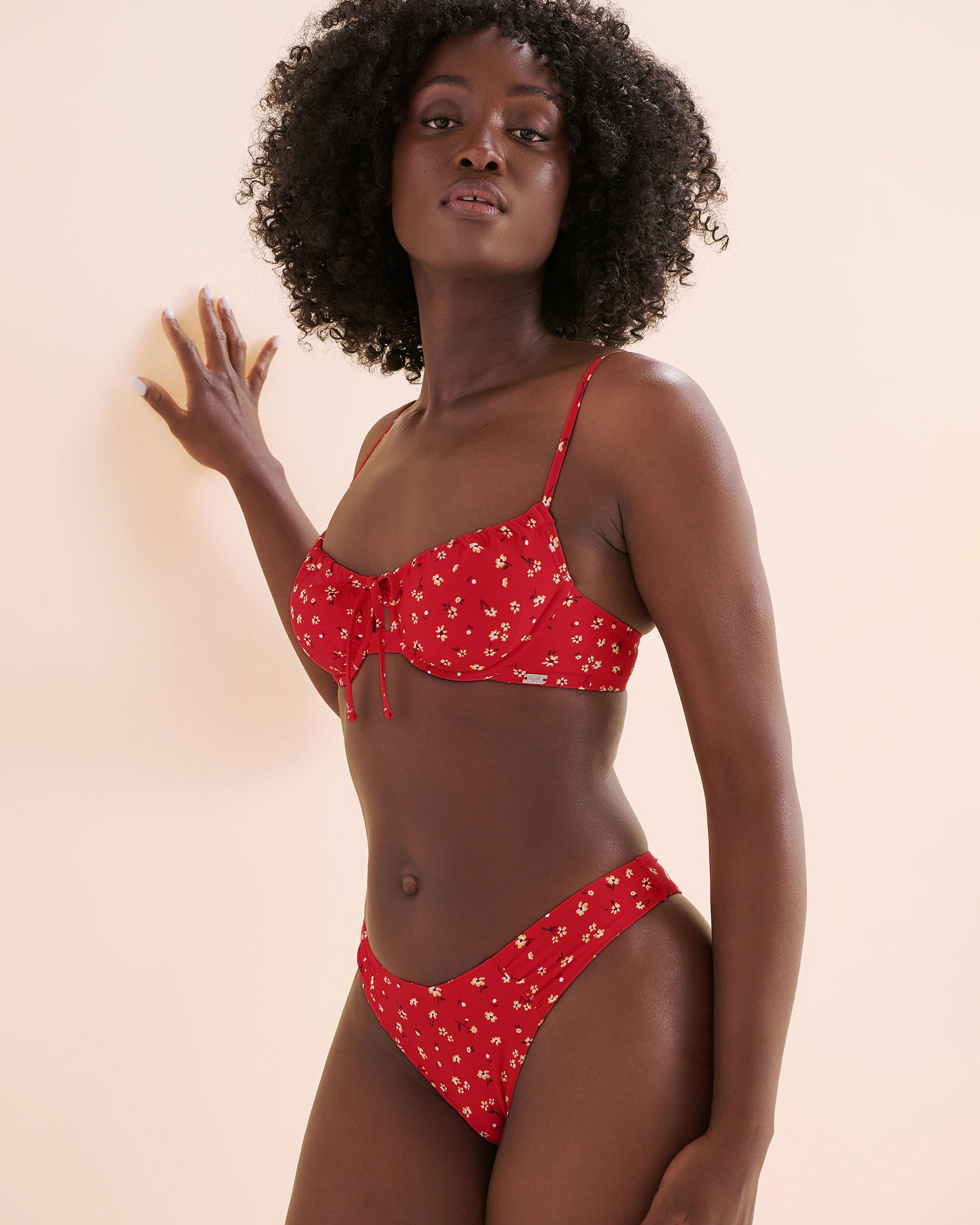 TROPIK Plunge Bikini Top Red Ditsy 01100448 - View8