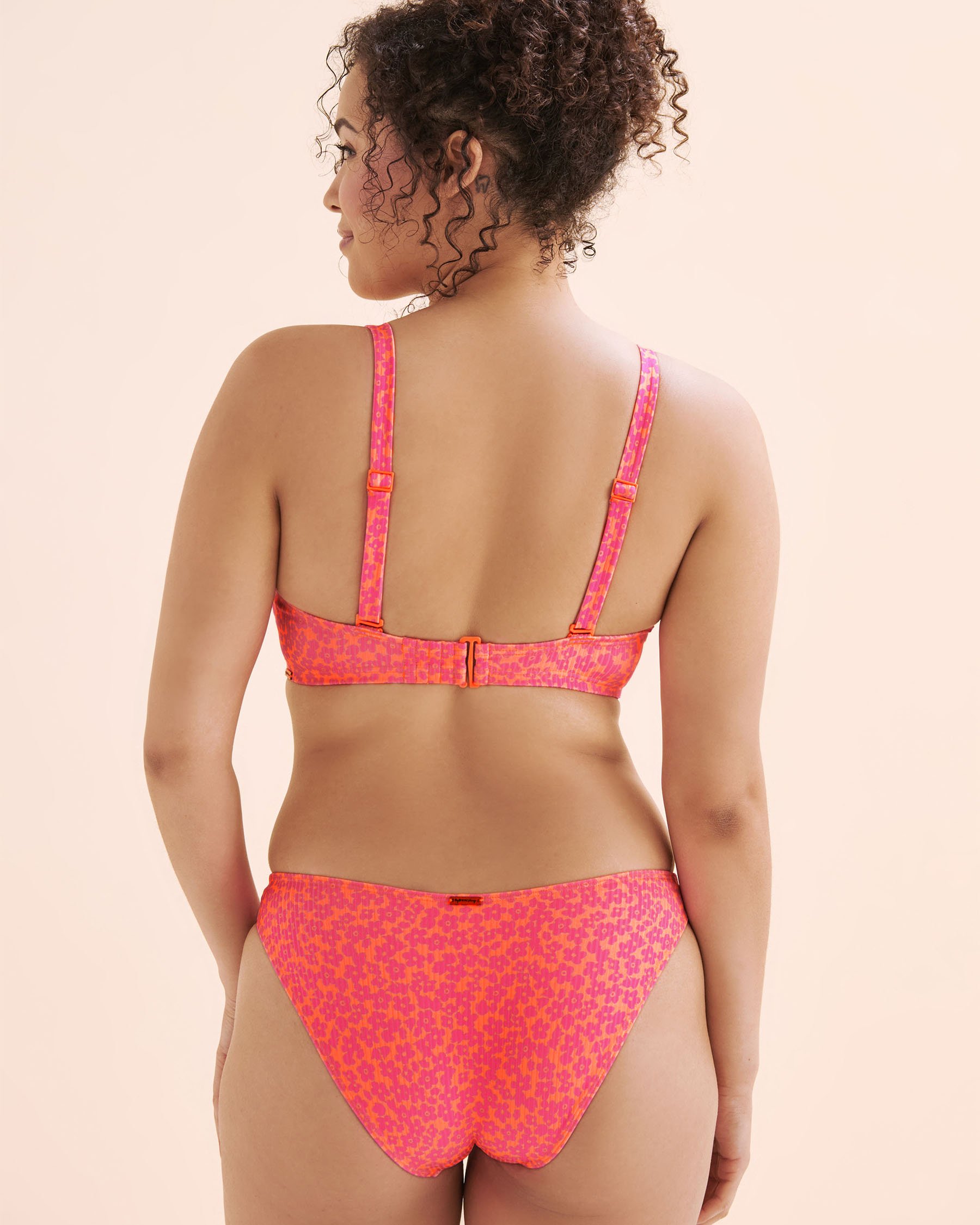 MY BIKINI STORY Ribbed D Cup Bralette Bikini Top Vivid Orange 01200111 - View2