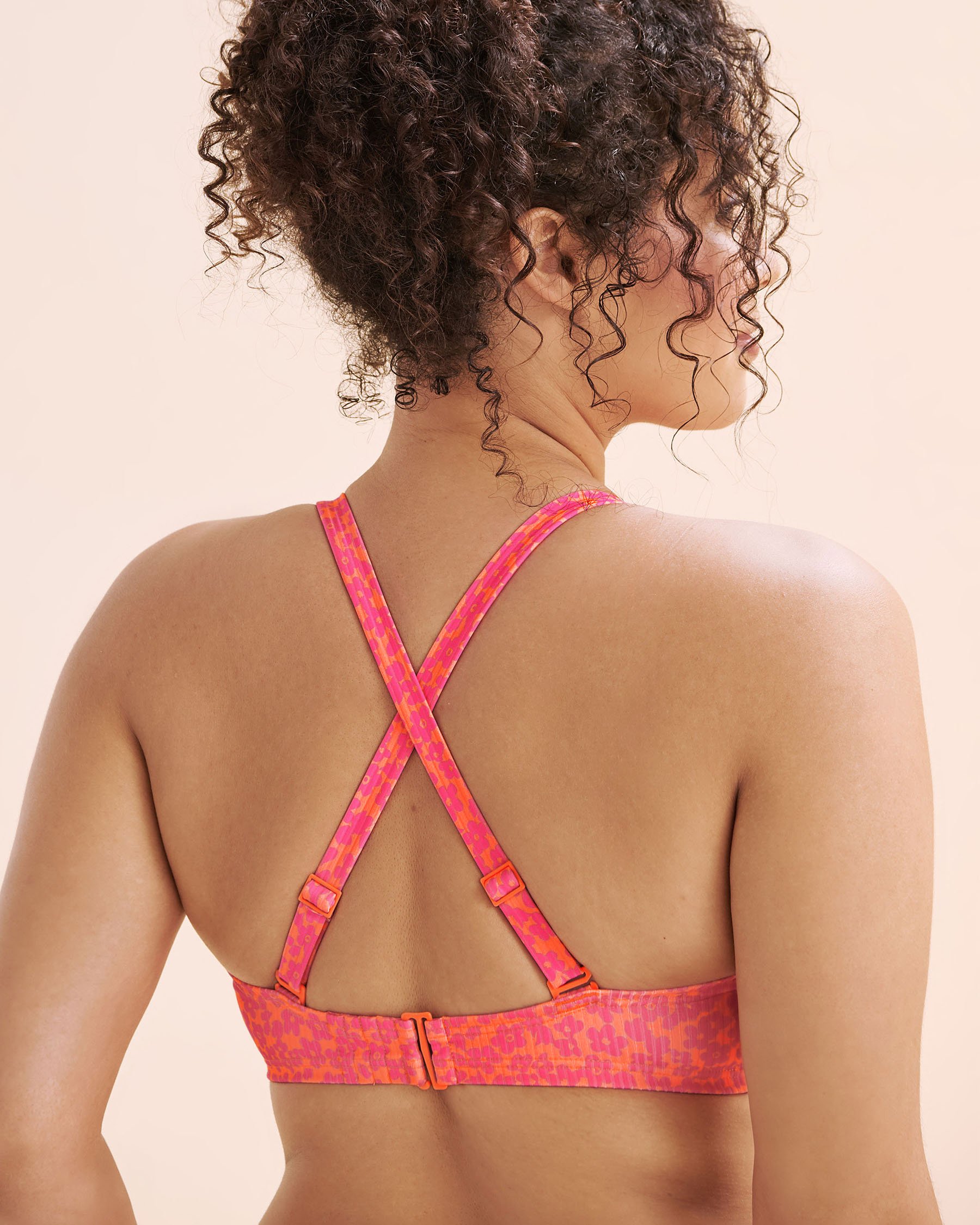 MY BIKINI STORY Haut de bikini bralette côtelé bonnet D Orange vif 01200111 - Voir3