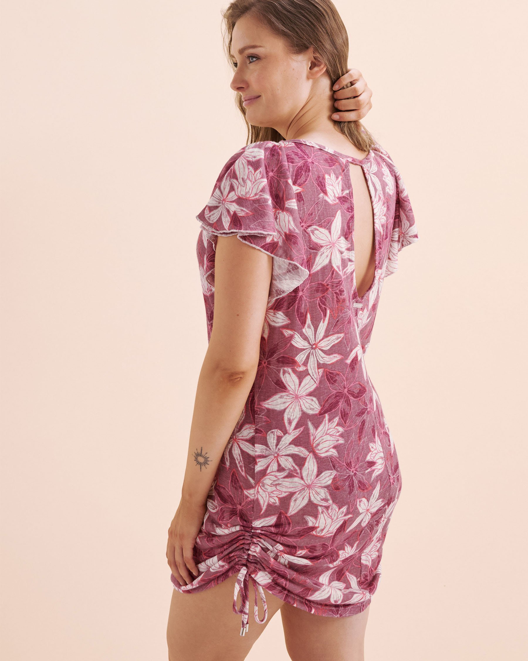 EAU DE SEA Short Sleeve Knit Tunic Floral Damson Purple 02400052 - View10