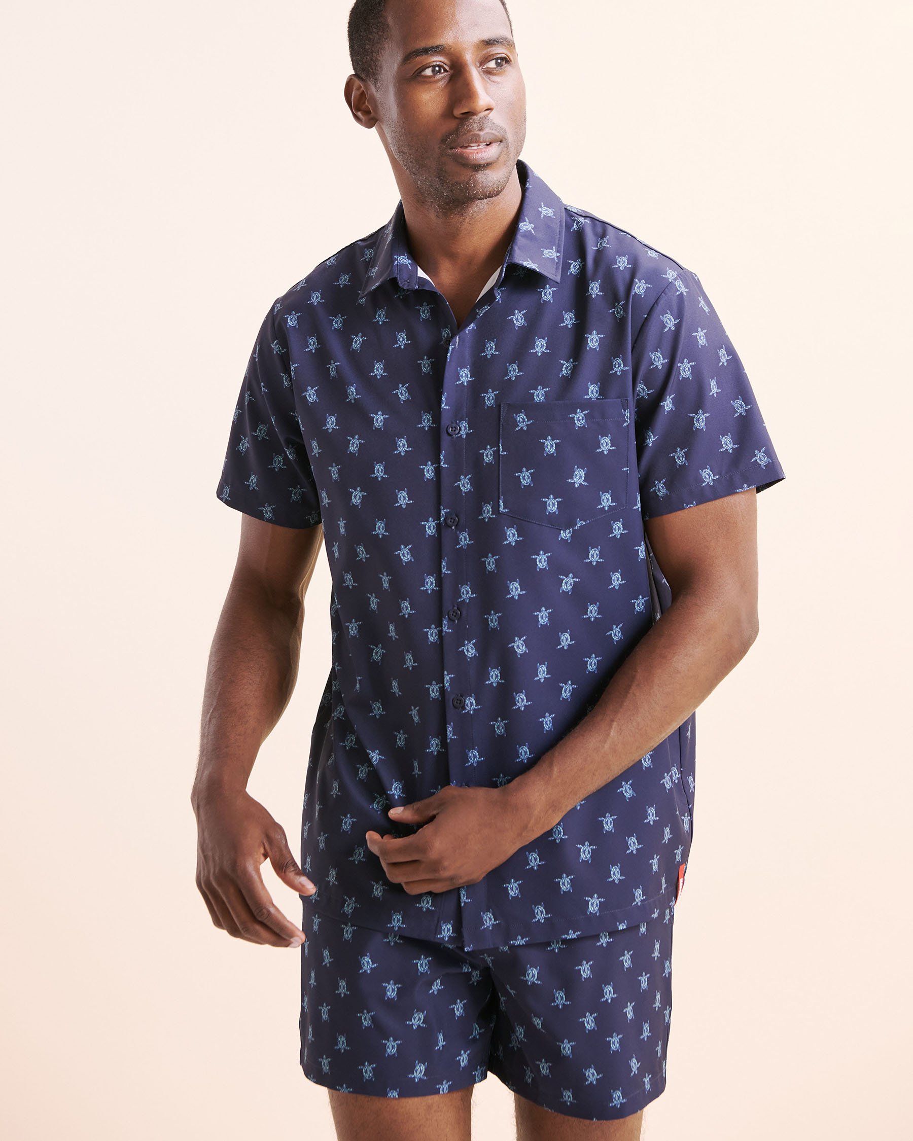 HAMABE Short Sleeve Shirt Maritime Blue 04100035 - View1