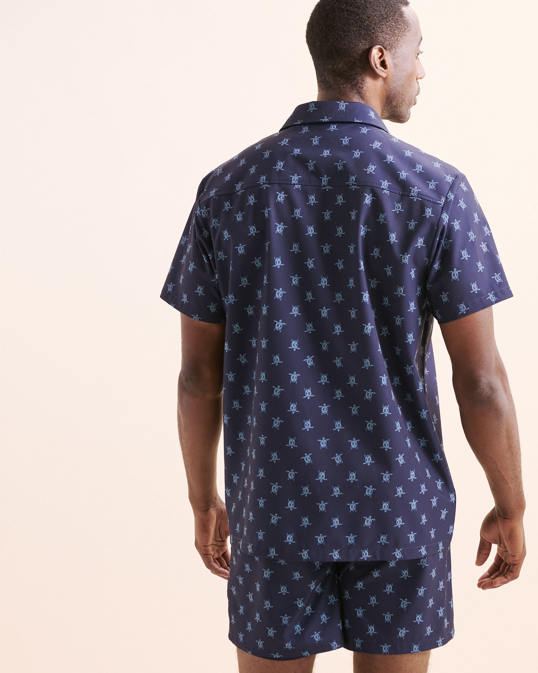 HAMABE Short Sleeve Shirt Maritime Blue 04100035 - View2