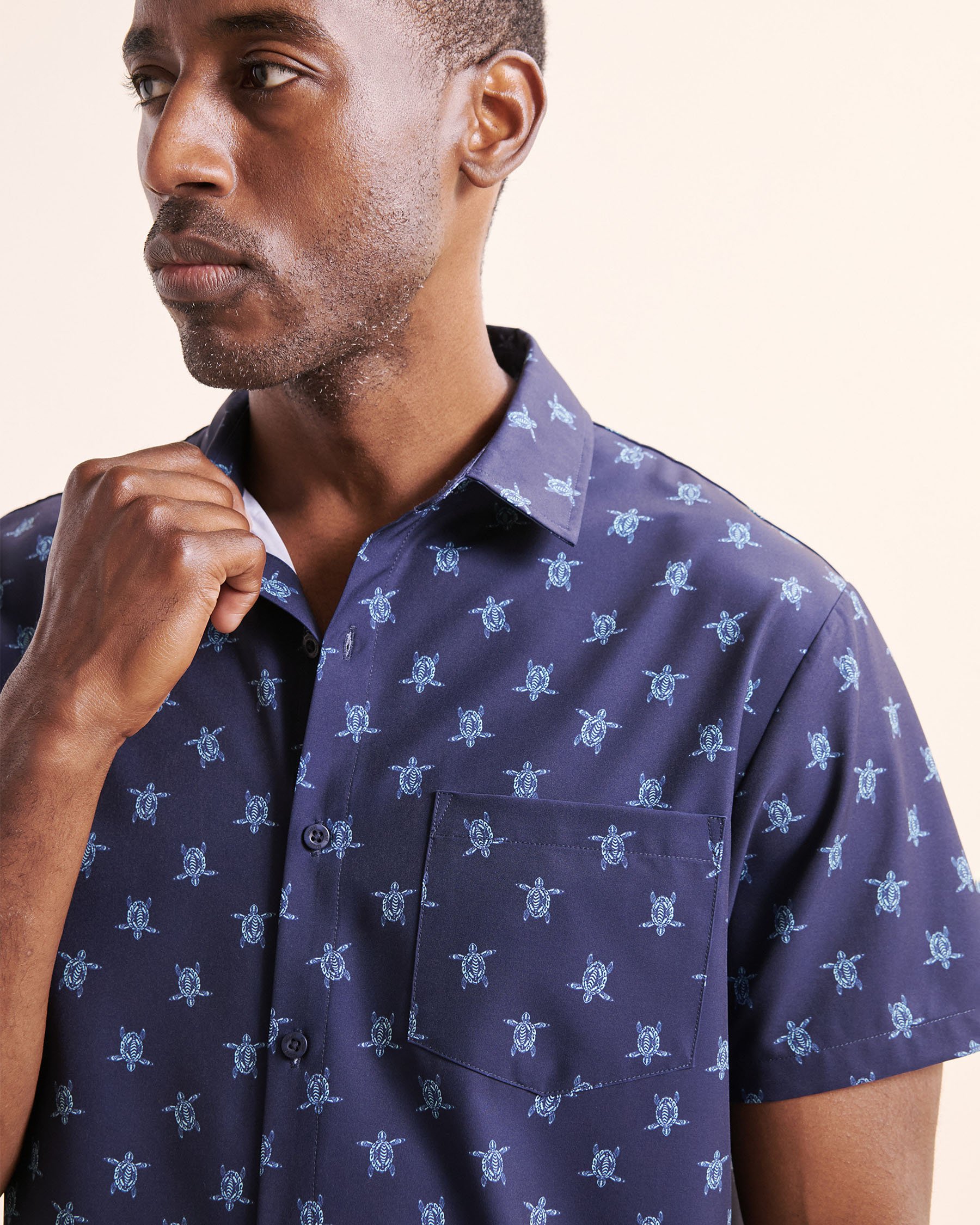 HAMABE Short Sleeve Shirt Maritime Blue 04100035 - View3