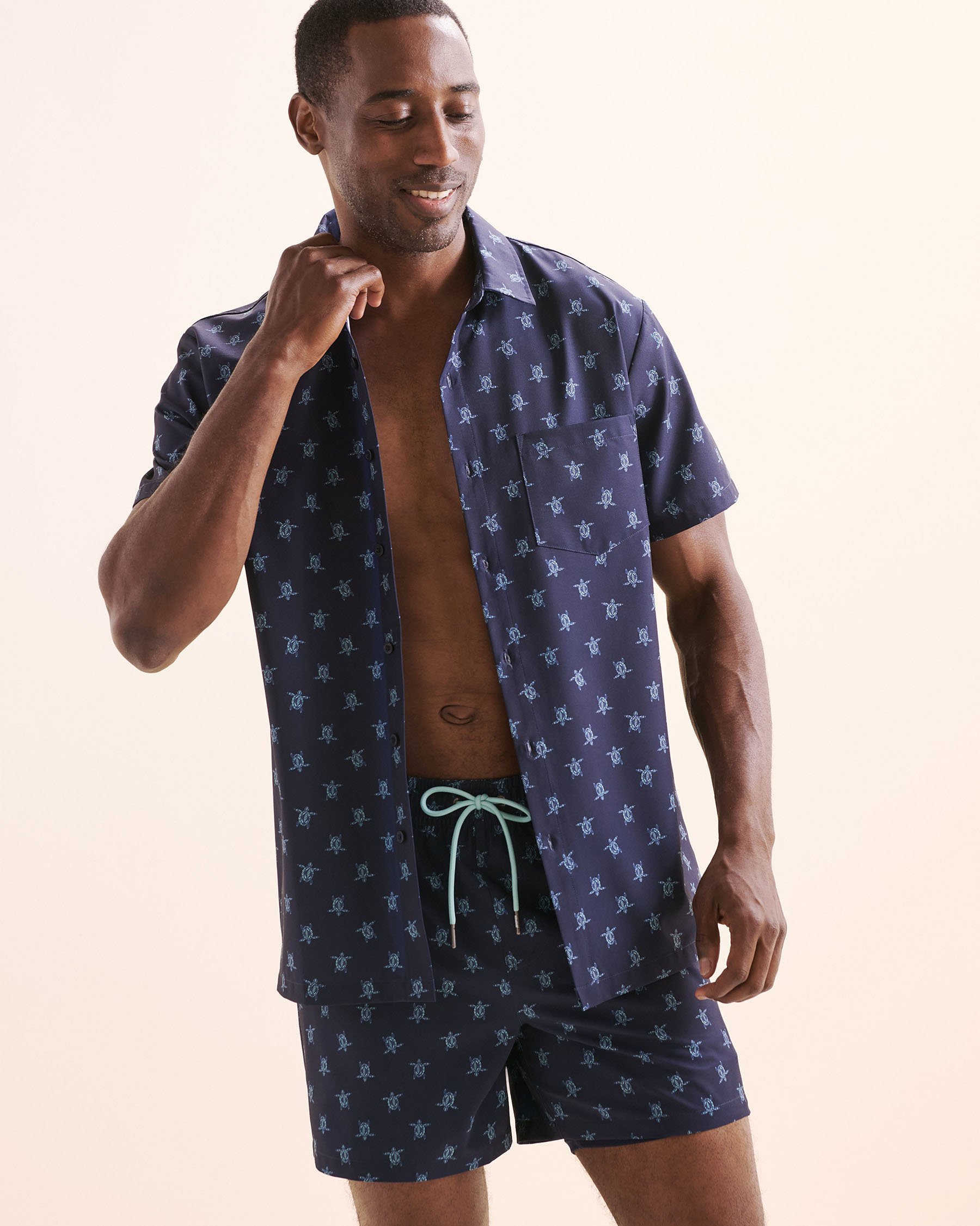 HAMABE Short Sleeve Shirt Maritime Blue 04100035 - View4