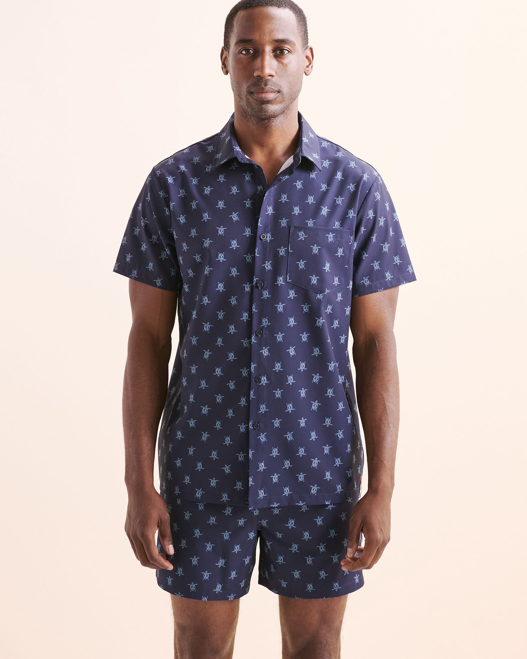 HAMABE Short Sleeve Shirt Maritime Blue 04100035 - View5