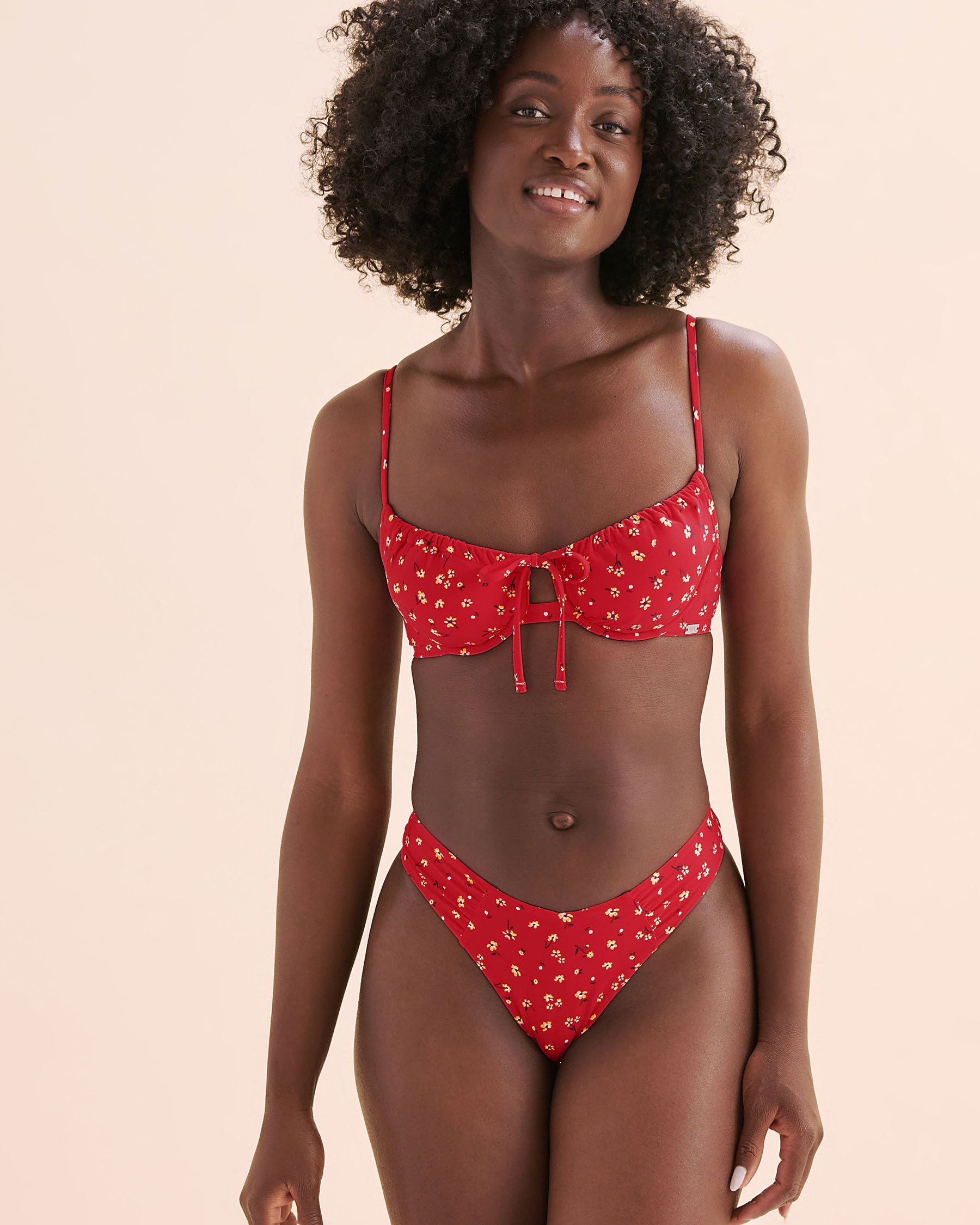 TROPIK Haut de bikini plongeant Fleurs rouges 01100448 - Voir5