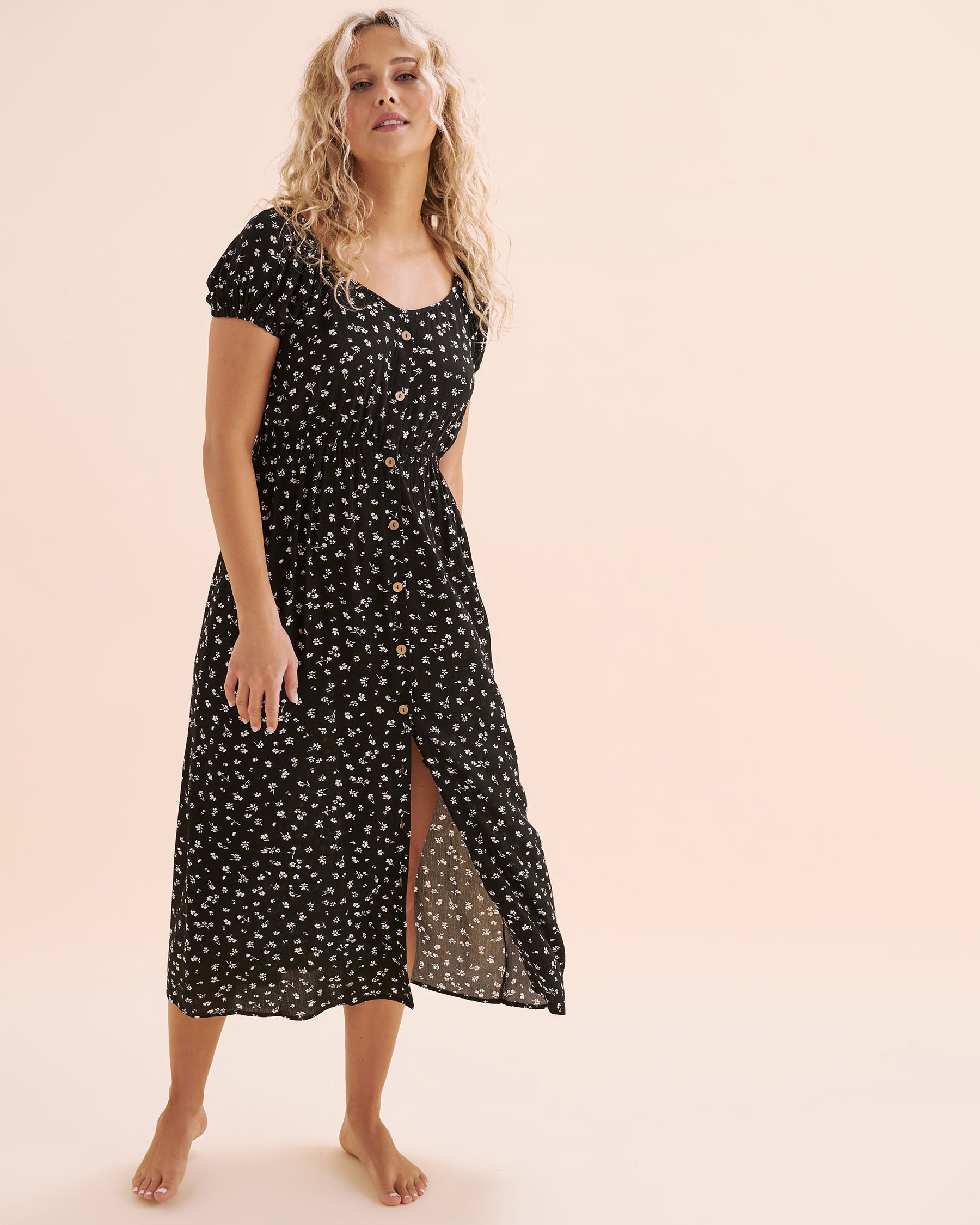 TROPIK Robe longue fleuri Fleurs noires 02300166 - View4