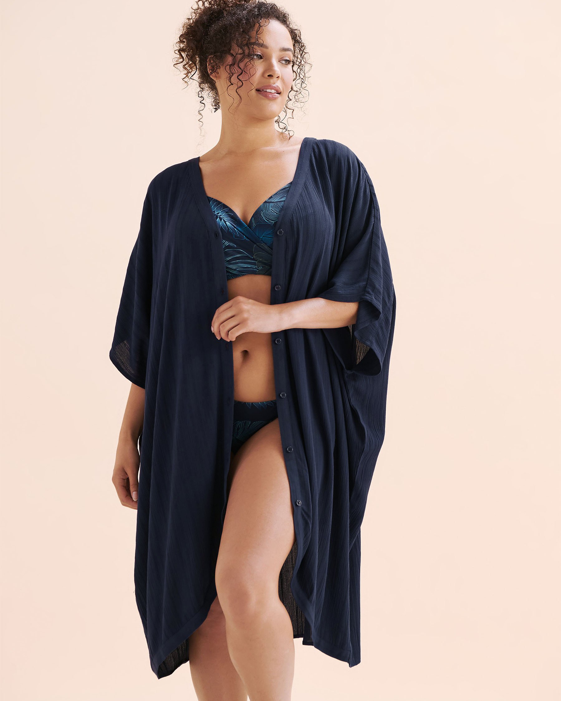 TURQUOISE COUTURE Caftan à rayures Bleu marin 02400053 - View8