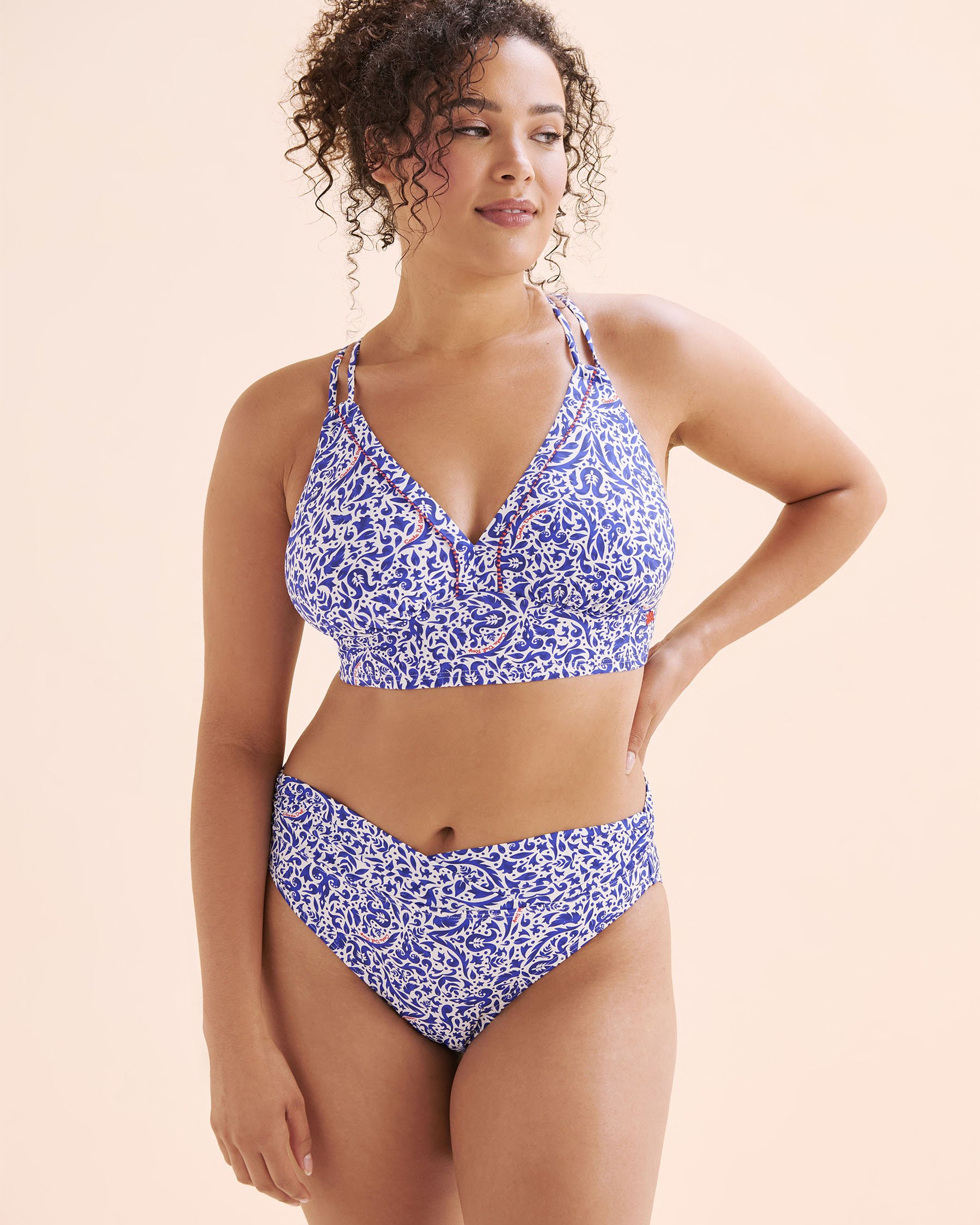 COSTA DEL REY Mid-Rise Bikini Bottom With Striped Trim Blue, red and white 01300484 - View4