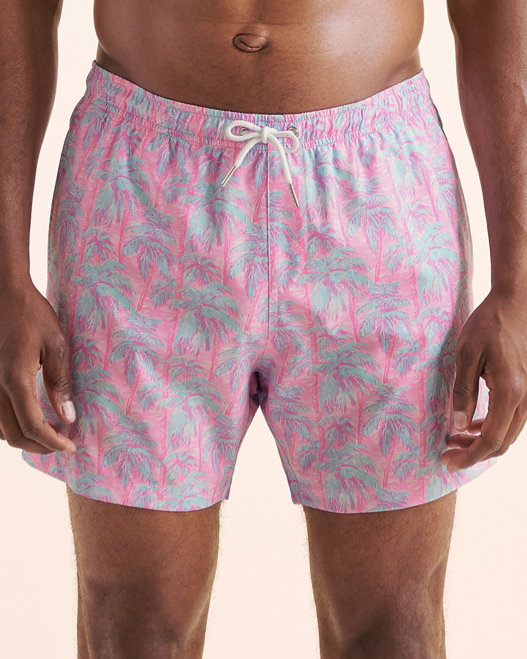 BERMIES Classic Palm Tree Swimsuit with Long Liner Pink PKPLMTRE-CLA - View1