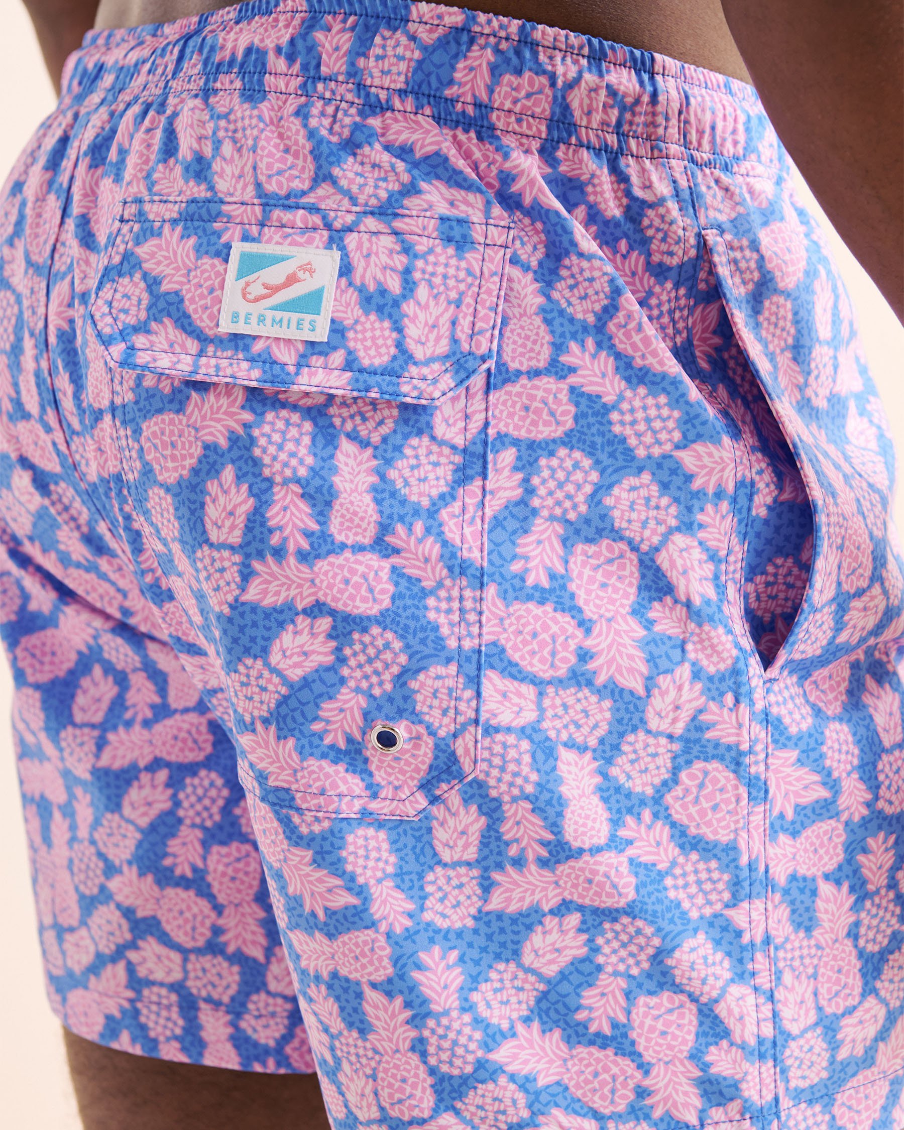 BERMIES Maillot classique ananas avec doublure en filet Bleu PNE3.0-CLAL - Voir4