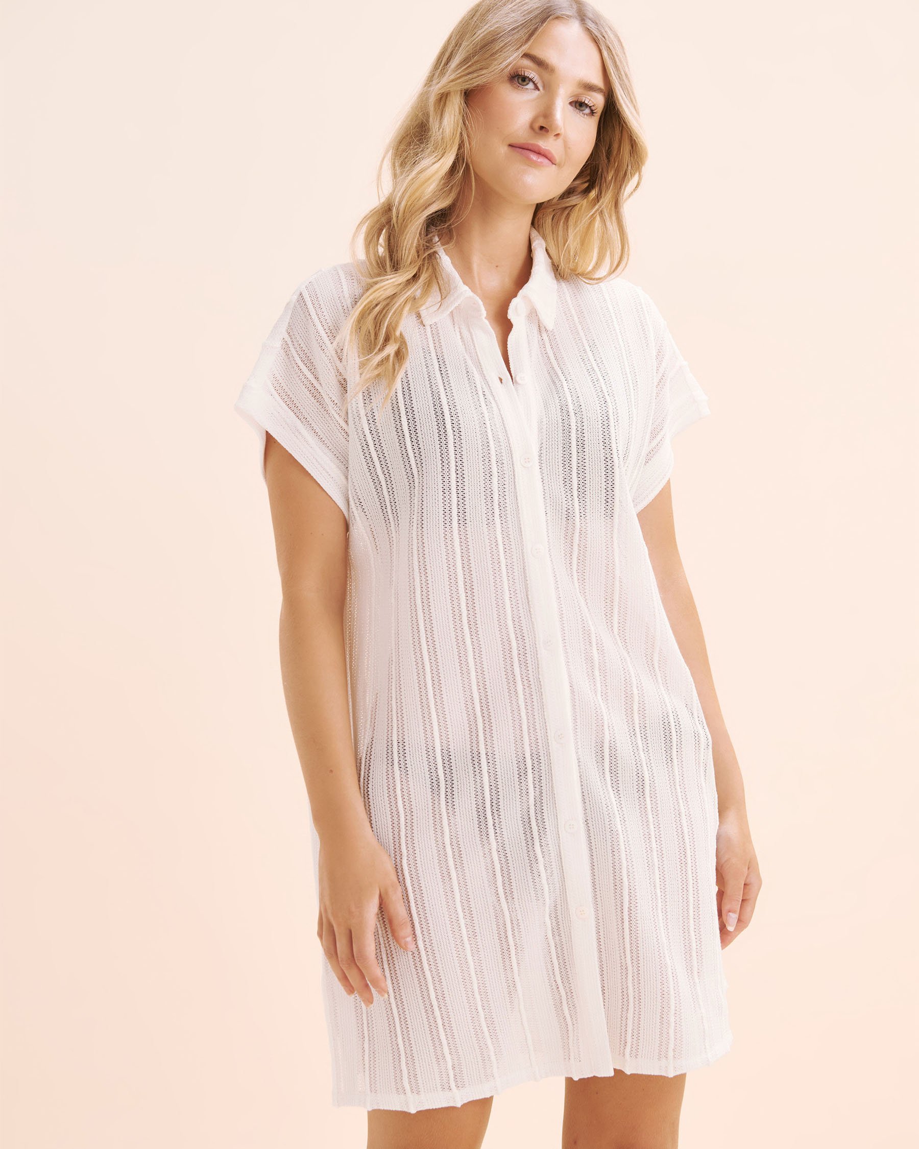 OFF THE BEACH Crochet Short Sleeves Shirt White 02100039 - View5