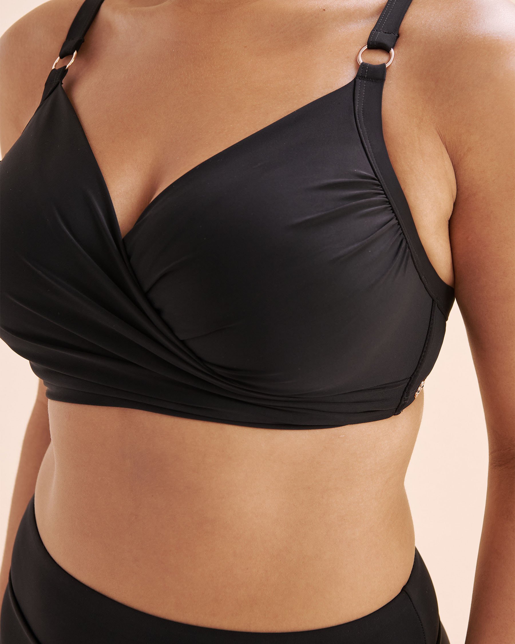 TURQUOISE COUTURE Crosssover D Cup Plunge Bikini Top Black 01200113 - View6