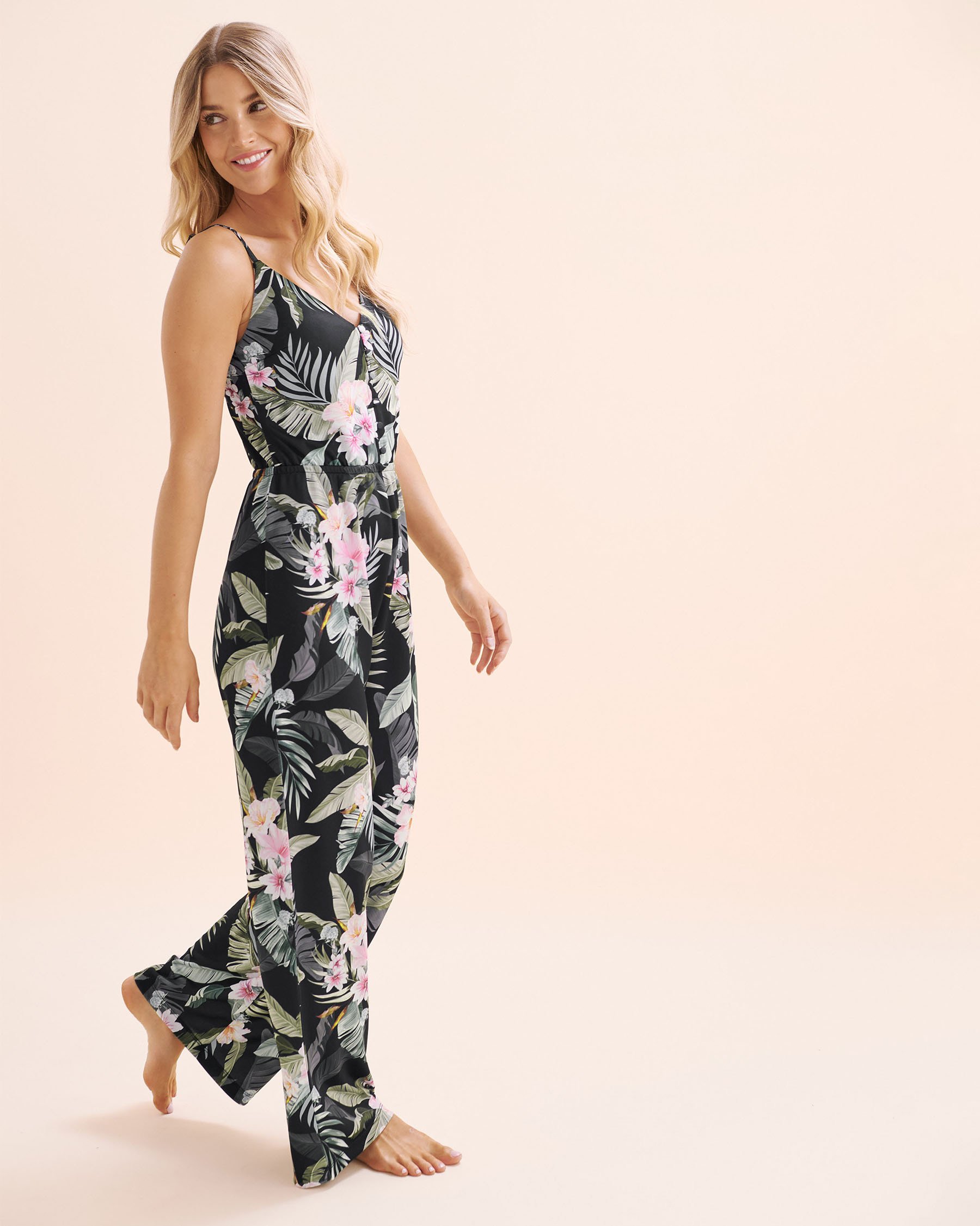 EVERYDAY SUNDAY Coastal Heaven  Cami Jumpsuit Black, green, pink ESBEAW05855 - View9
