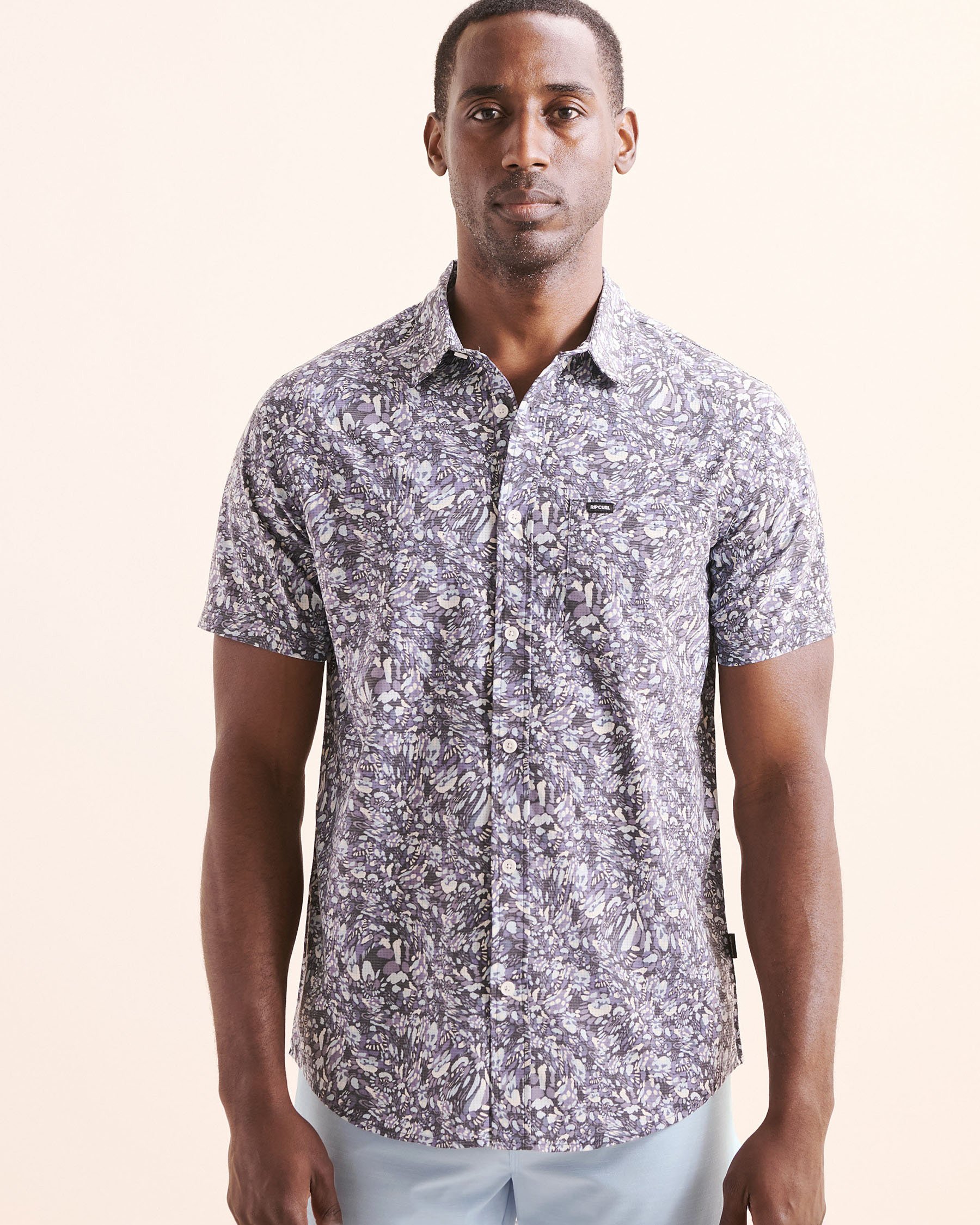 RIP CURL Fun Times Aerotech Short Sleeve Shirt Blue and white 05GMSH - View4