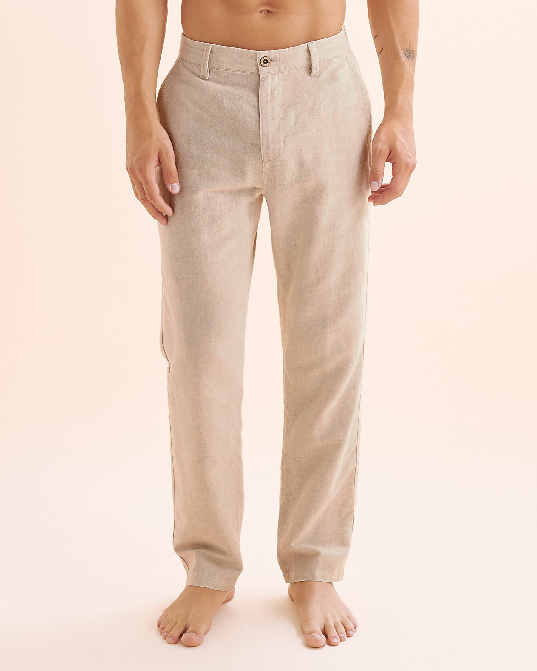 PUBLIC BEACH Pantalon en mélange de lin Beige PB8101BIK - View1