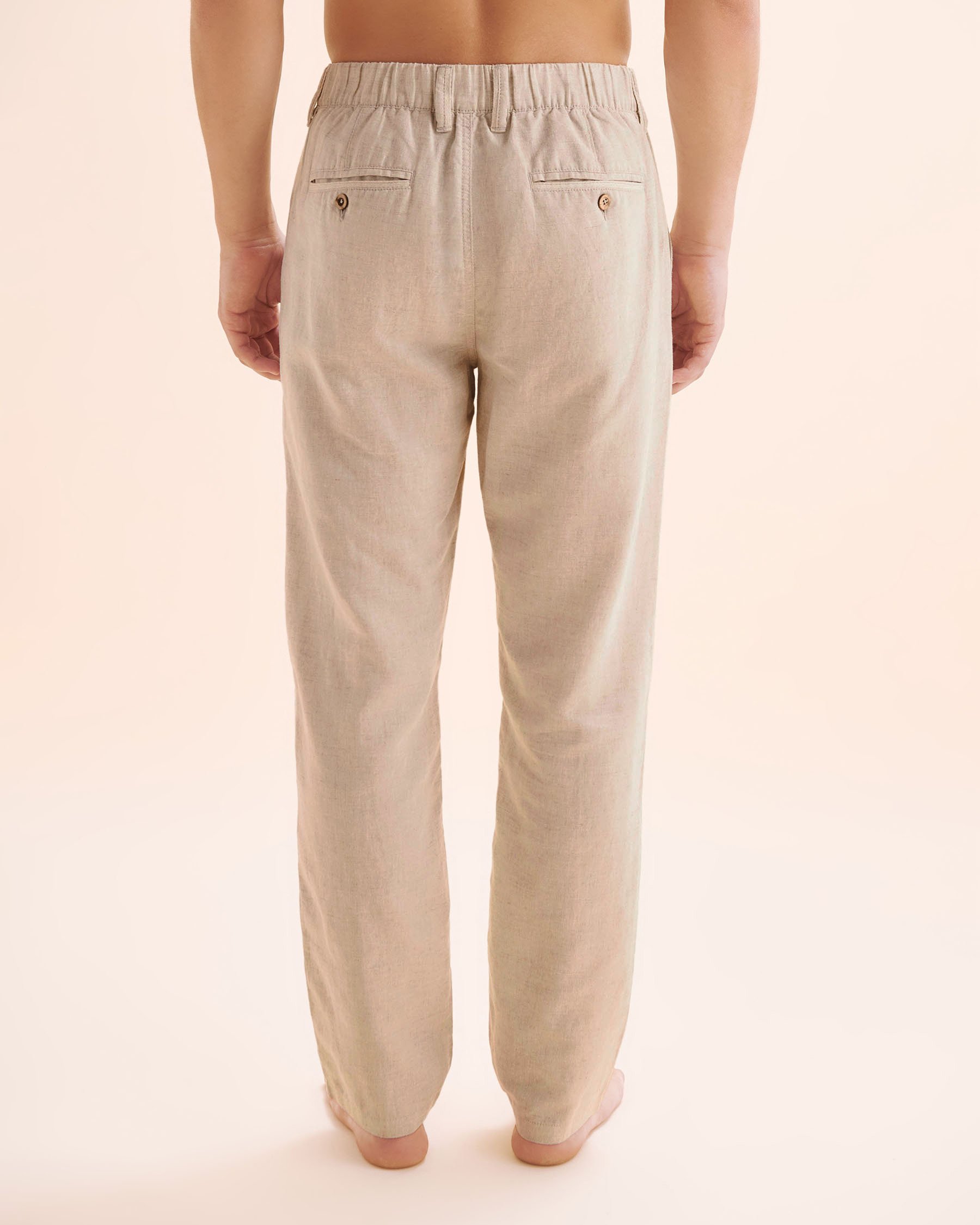 PUBLIC BEACH Linen Blend Pants Beige PB8101BIK - View2
