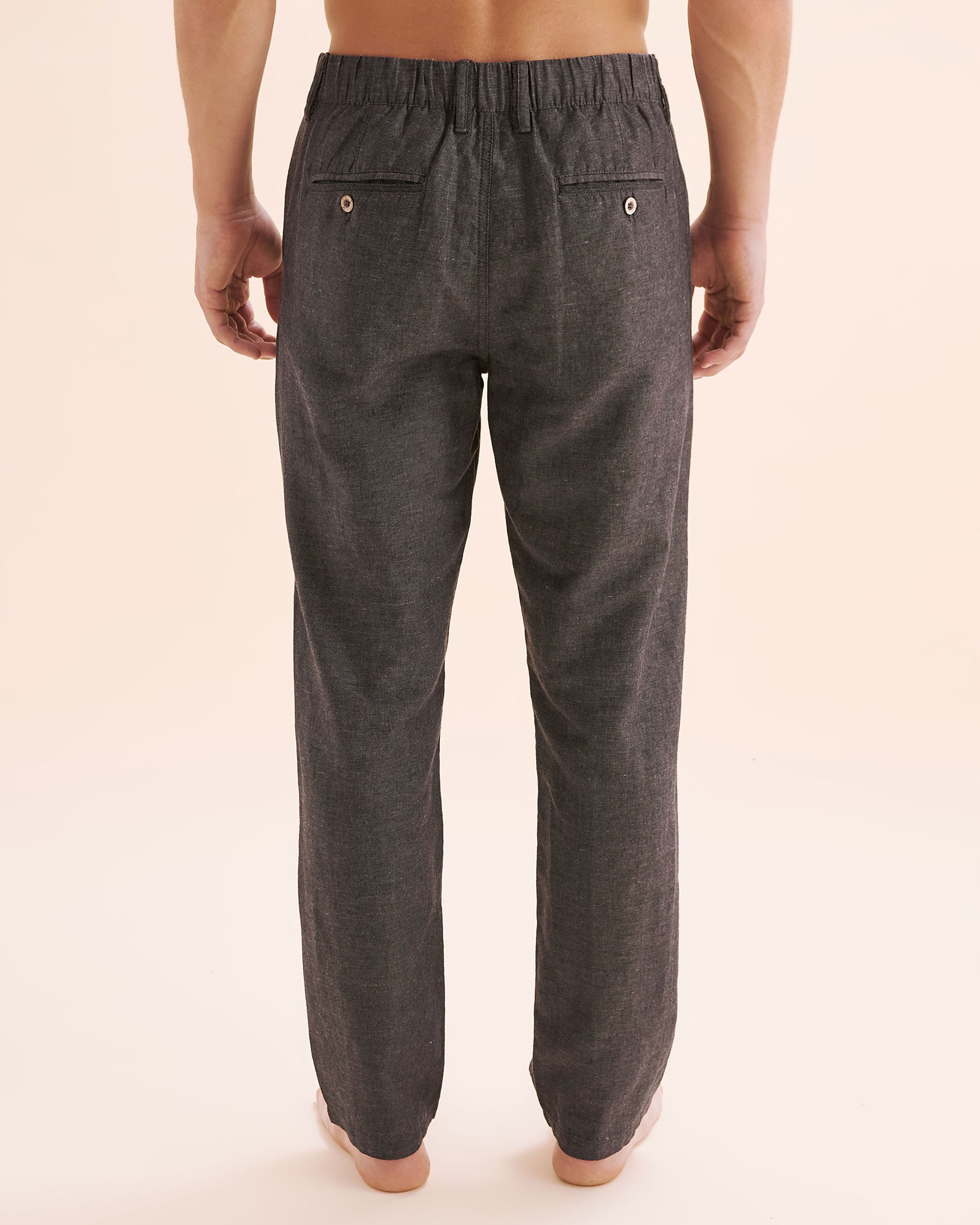 PUBLIC BEACH Linen Blend Pants Black PB8101BIK - View2