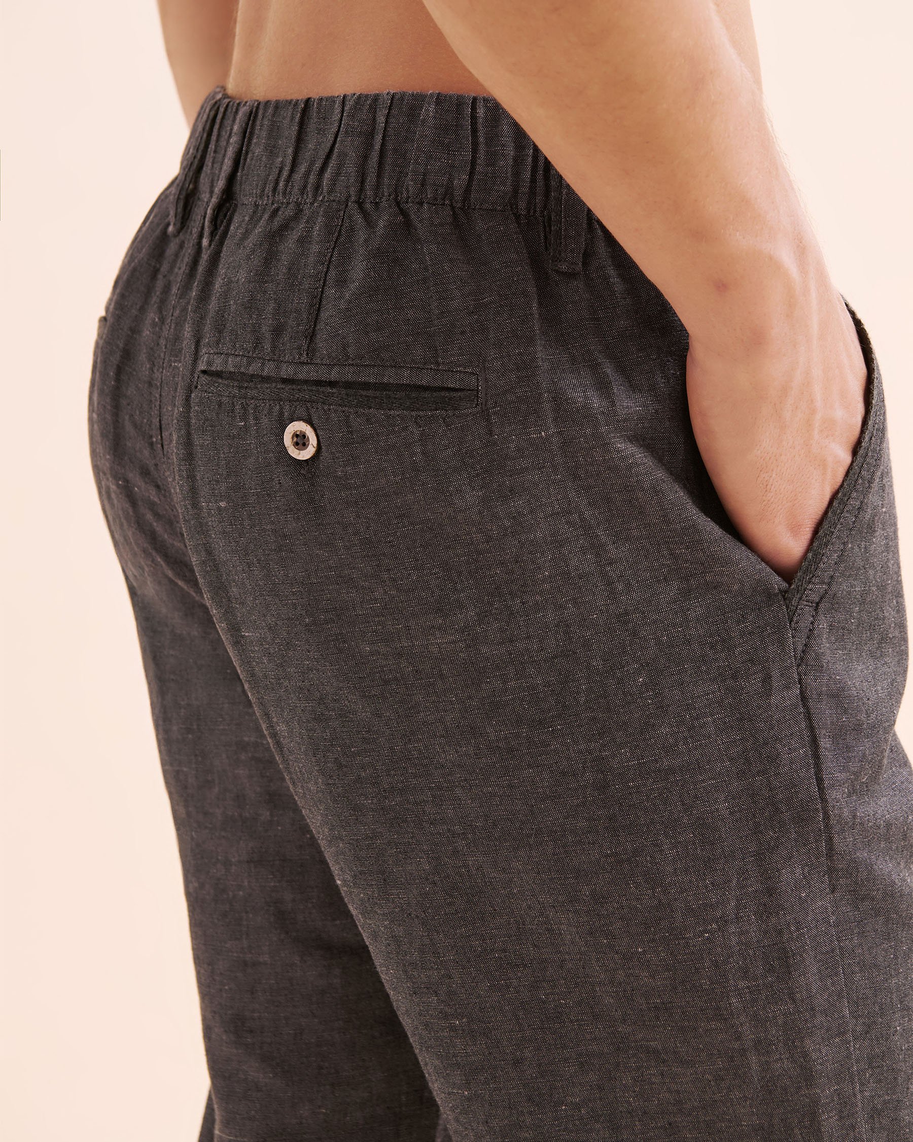 PUBLIC BEACH Linen Blend Pants Black PB8101BIK - View3