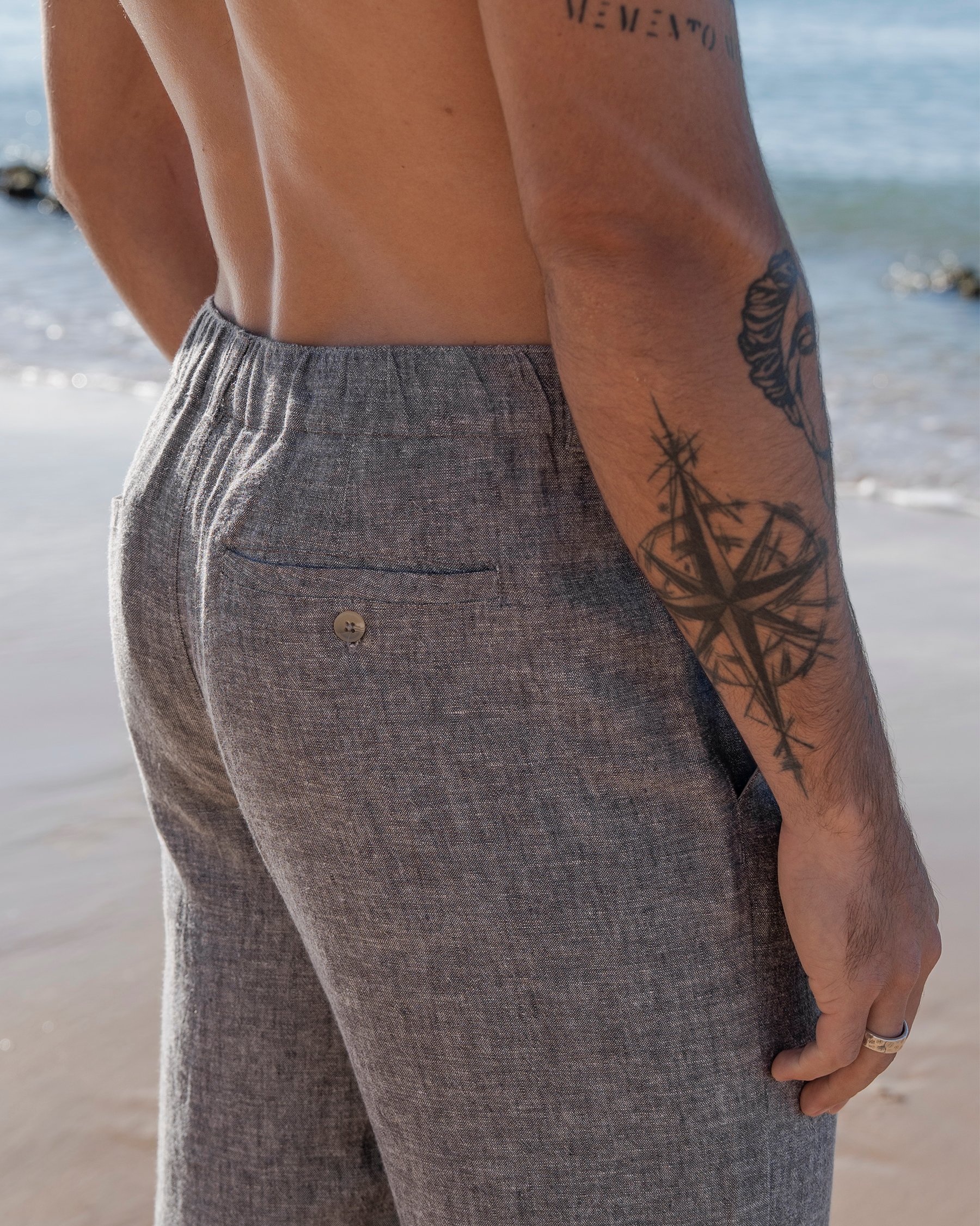 OFF THE BEACH Linen Blend Pants Grey 04200009 - View3