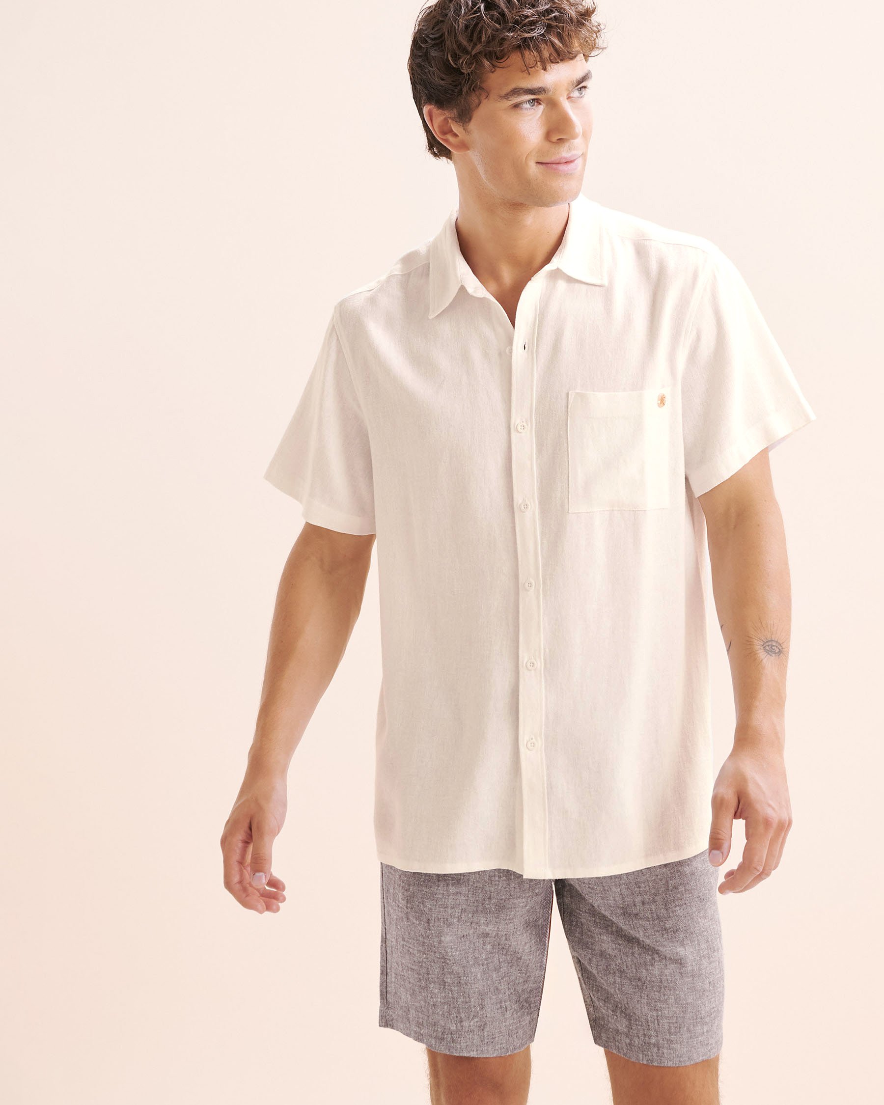 OFF THE BEACH Linen Blend Short Sleeves Shirt White 04100049 - View1