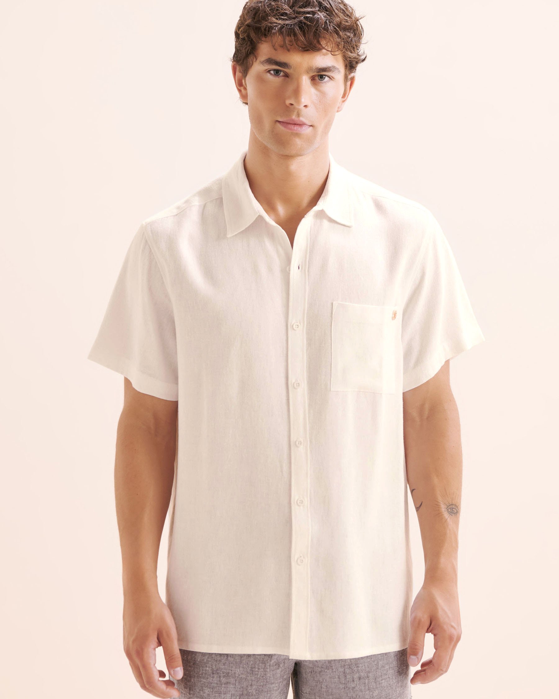 OFF THE BEACH Linen Blend Short Sleeves Shirt White 04100049 - View4
